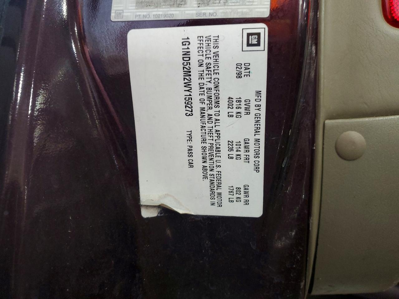 1998 Chevrolet Malibu Burgundy vin: 1G1ND52M2WY159273