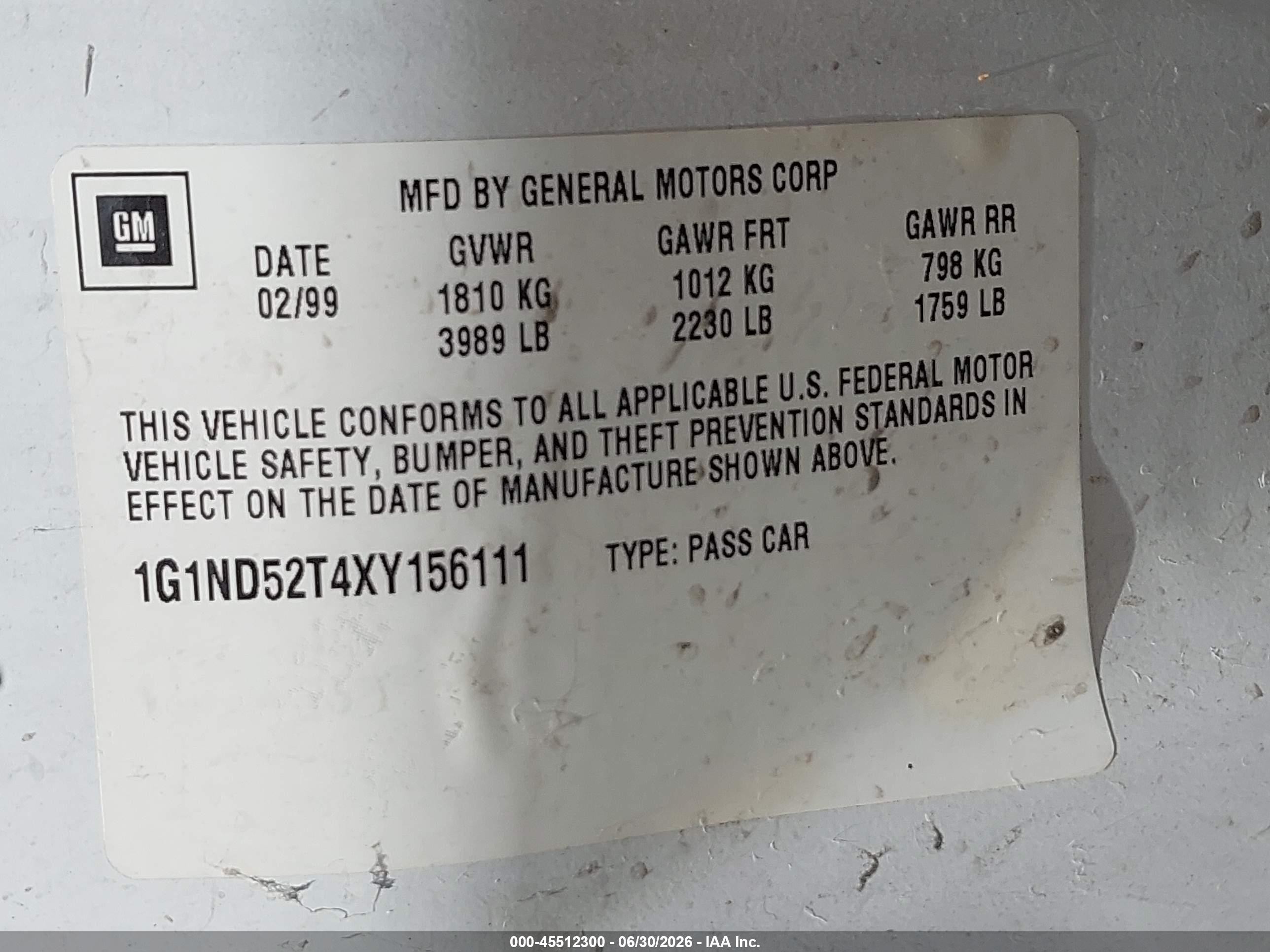 1999 Chevrolet Malibu   White vin: 1G1ND52T4XY156111