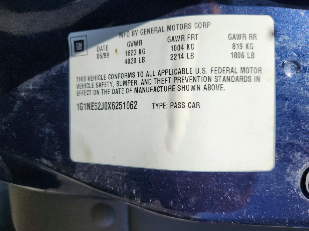1999 Chevrolet Malibu Ls Blue vin: 1G1NE52J0X6251062