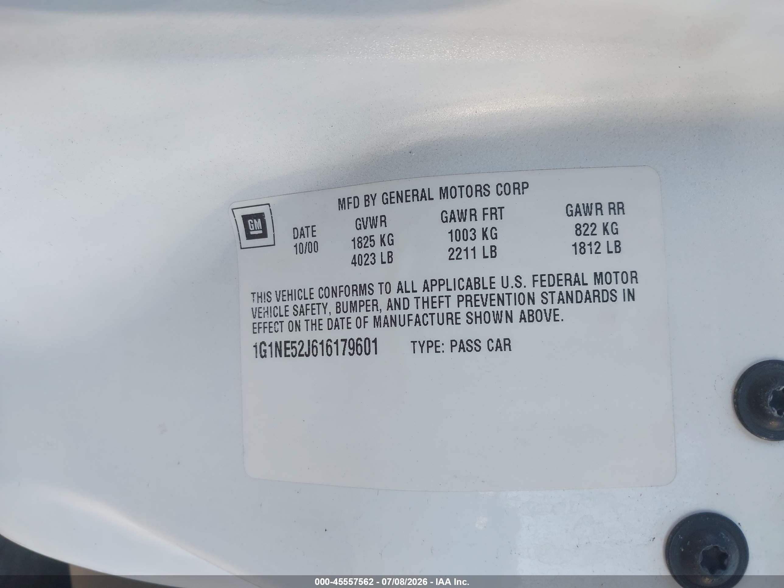 2001 Chevrolet Malibu Ls White vin: 1G1NE52J616179601