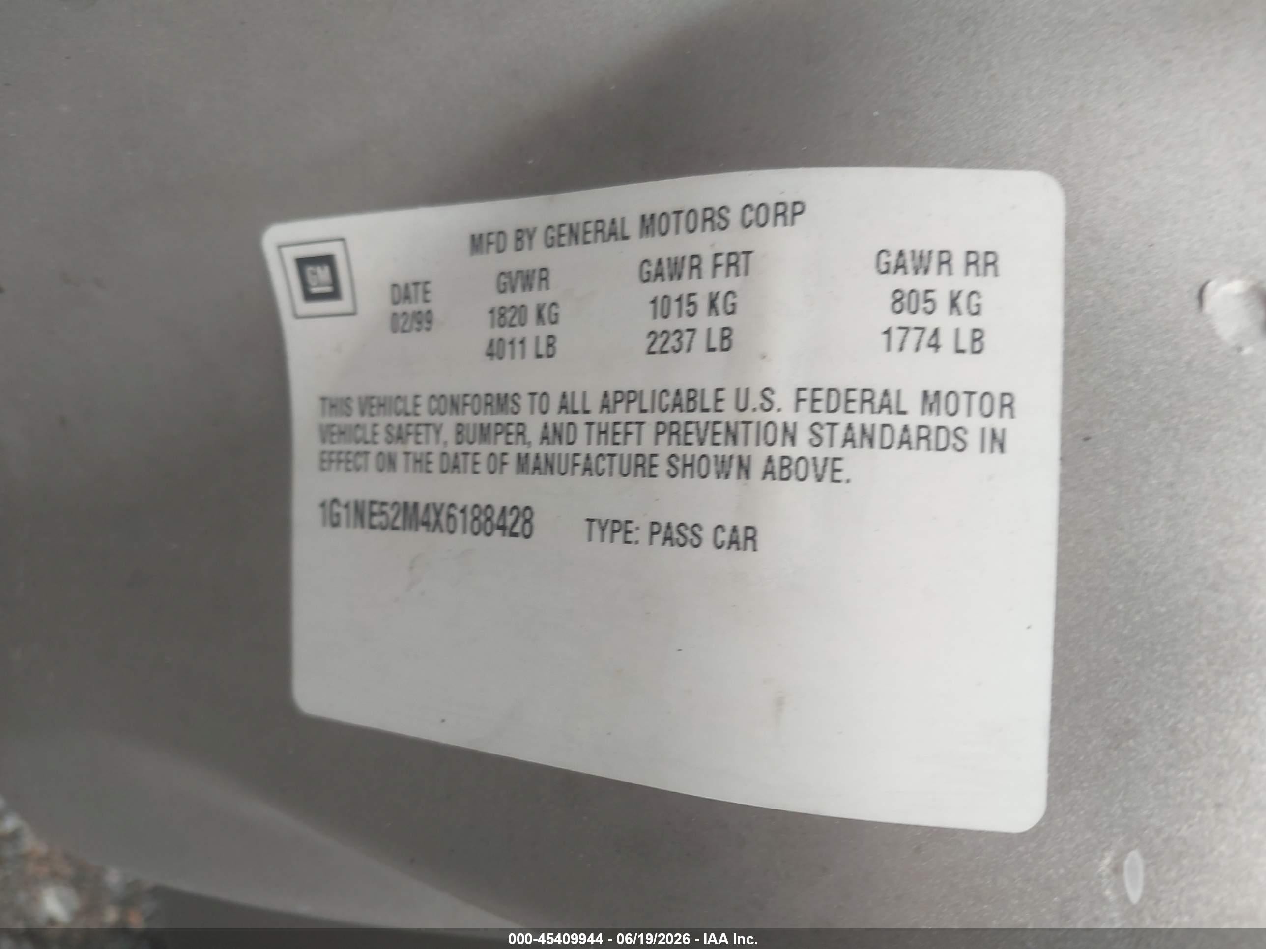 1999 Chevrolet Malibu Ls Gray vin: 1G1NE52M4X6188428