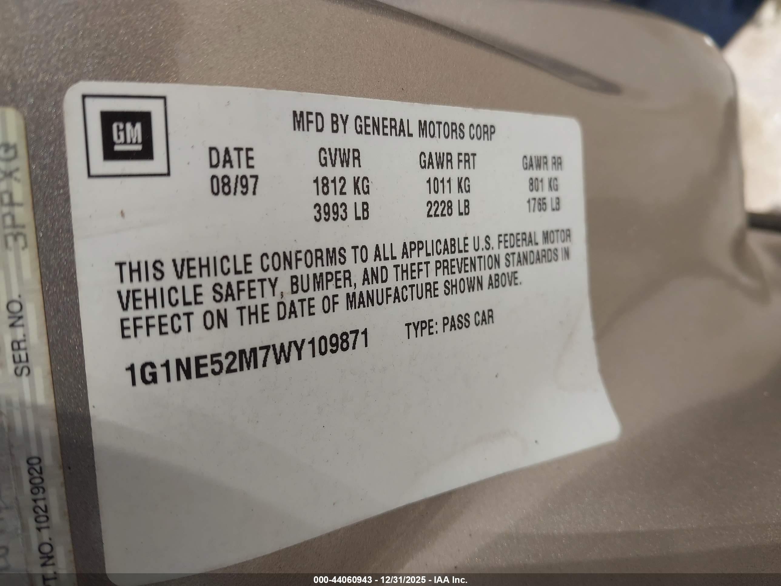 1998 Chevrolet Malibu Ls Gray vin: 1G1NE52M7W109871 