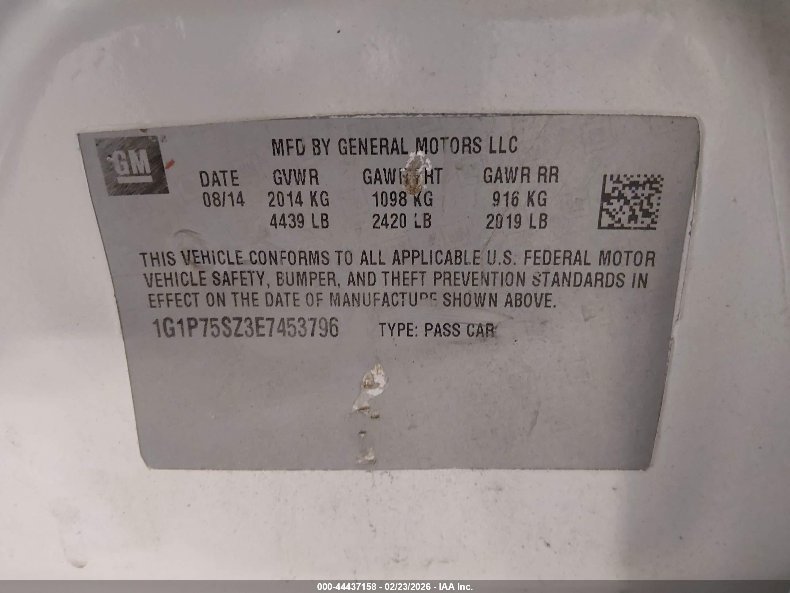 2014 Chevrolet Cruze Diesel White vin: 1G1P75SZ3E7453796