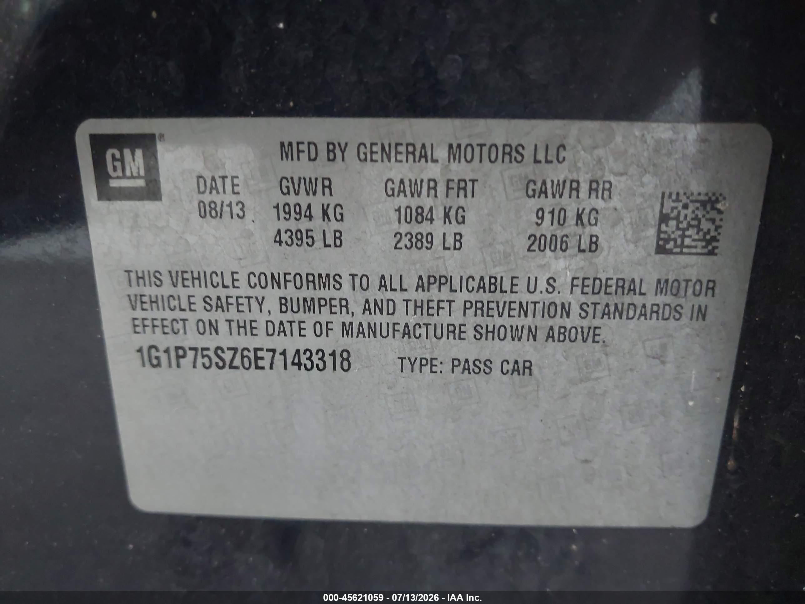 2014 Chevrolet Cruze Diesel Dark Blue vin: 1G1P75SZ6E7143318