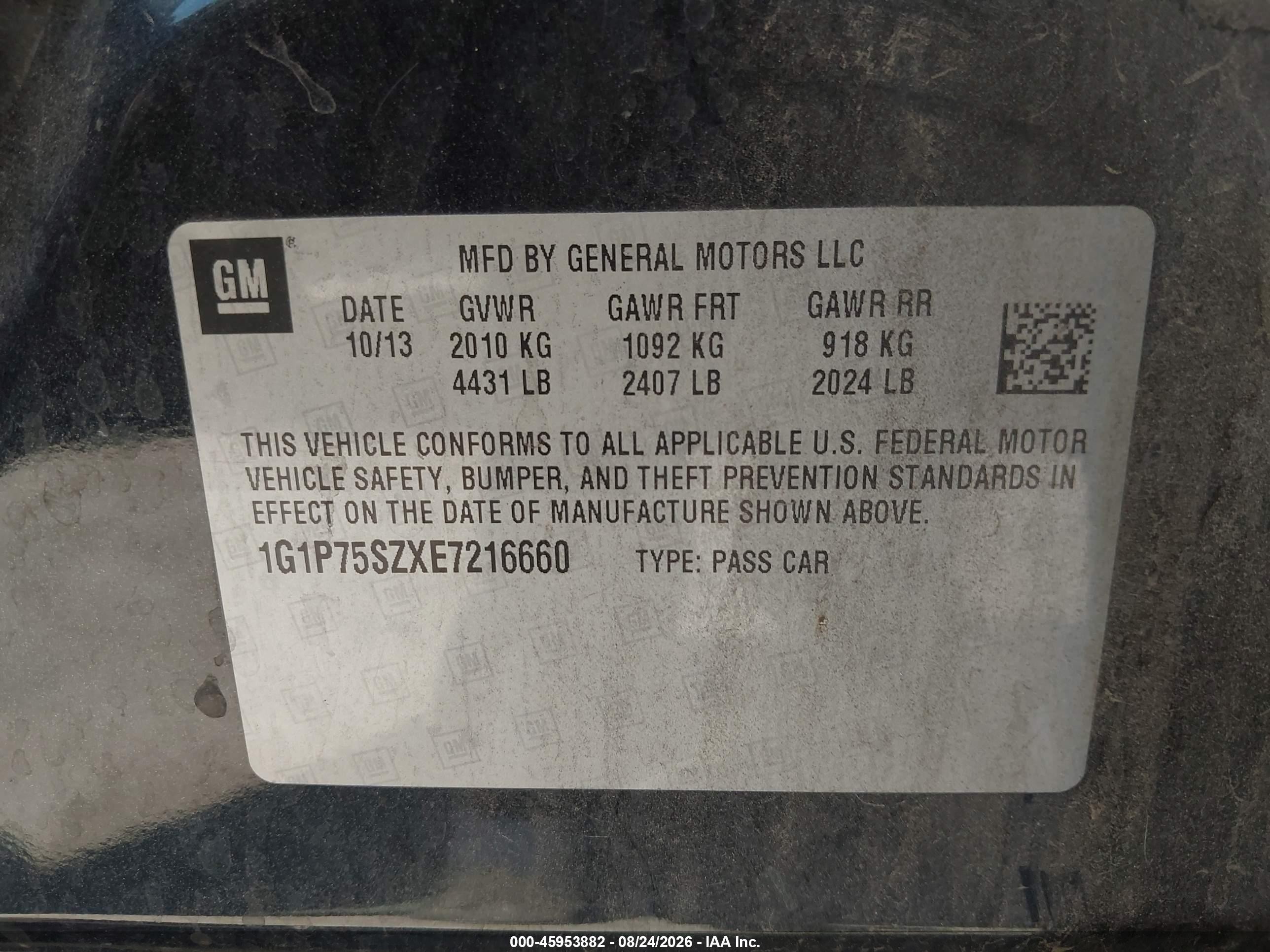 2014 Chevrolet Cruze Diesel Black vin: 1G1P75SZXE7216660