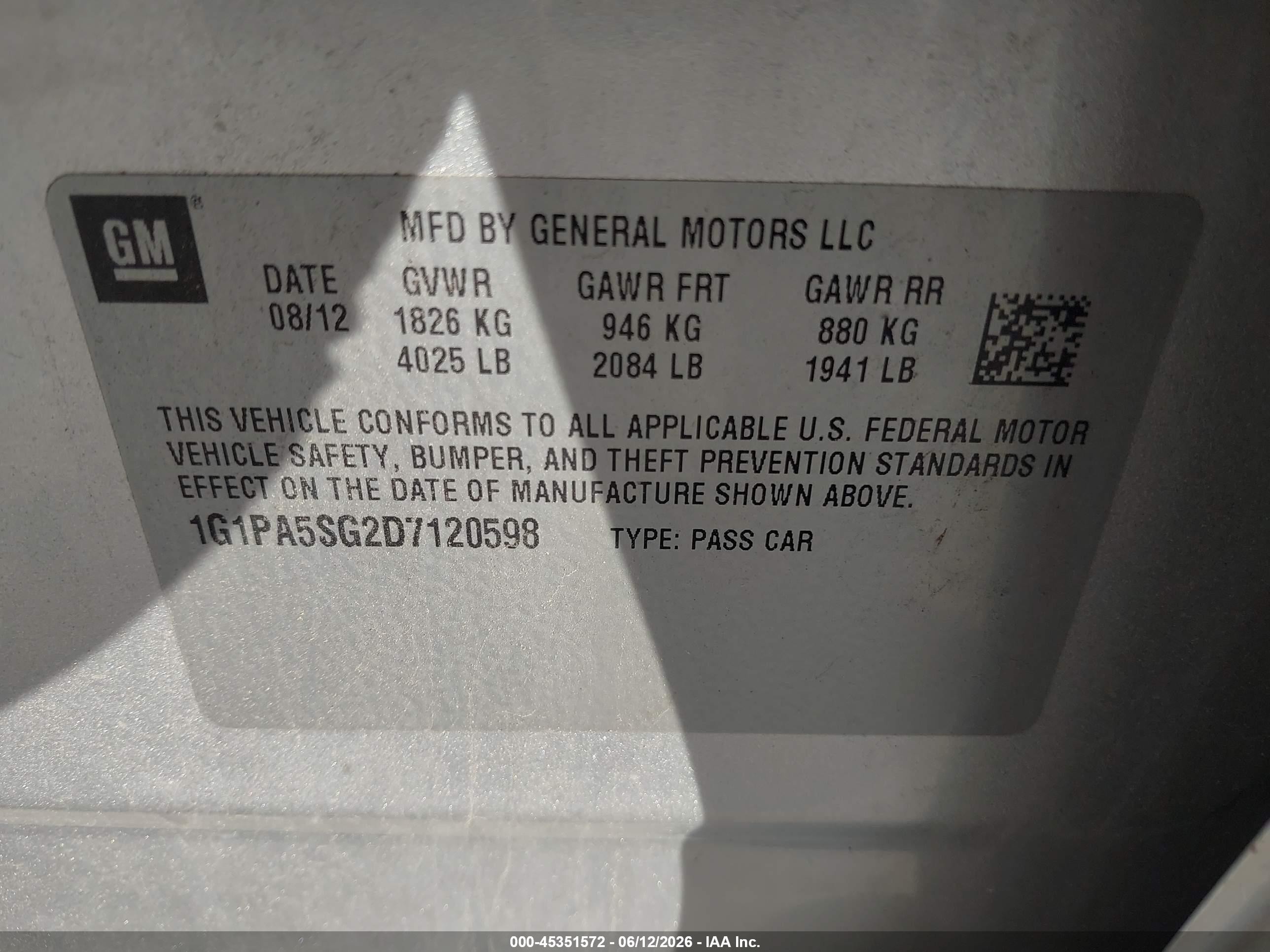 2013 Chevrolet Cruze Ls Auto Silver vin: 1G1PA5SG2D7120598