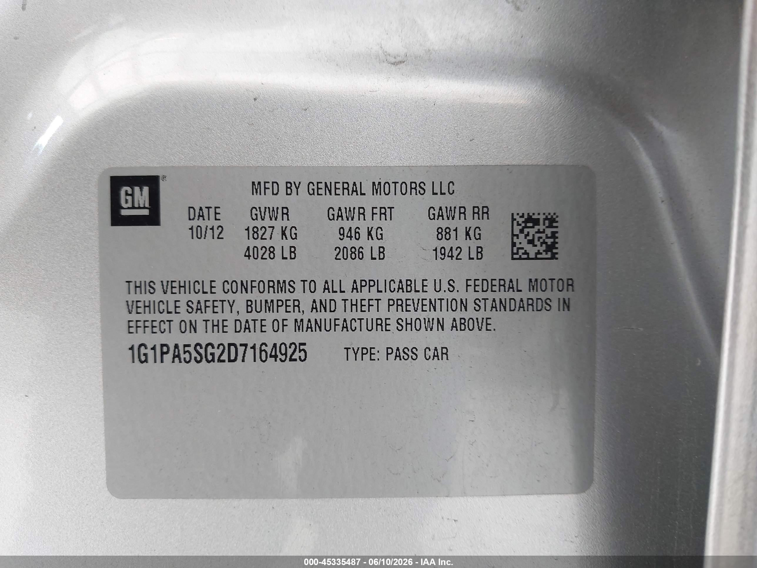 2013 Chevrolet Cruze Ls Auto Silver vin: 1G1PA5SG2D7164925