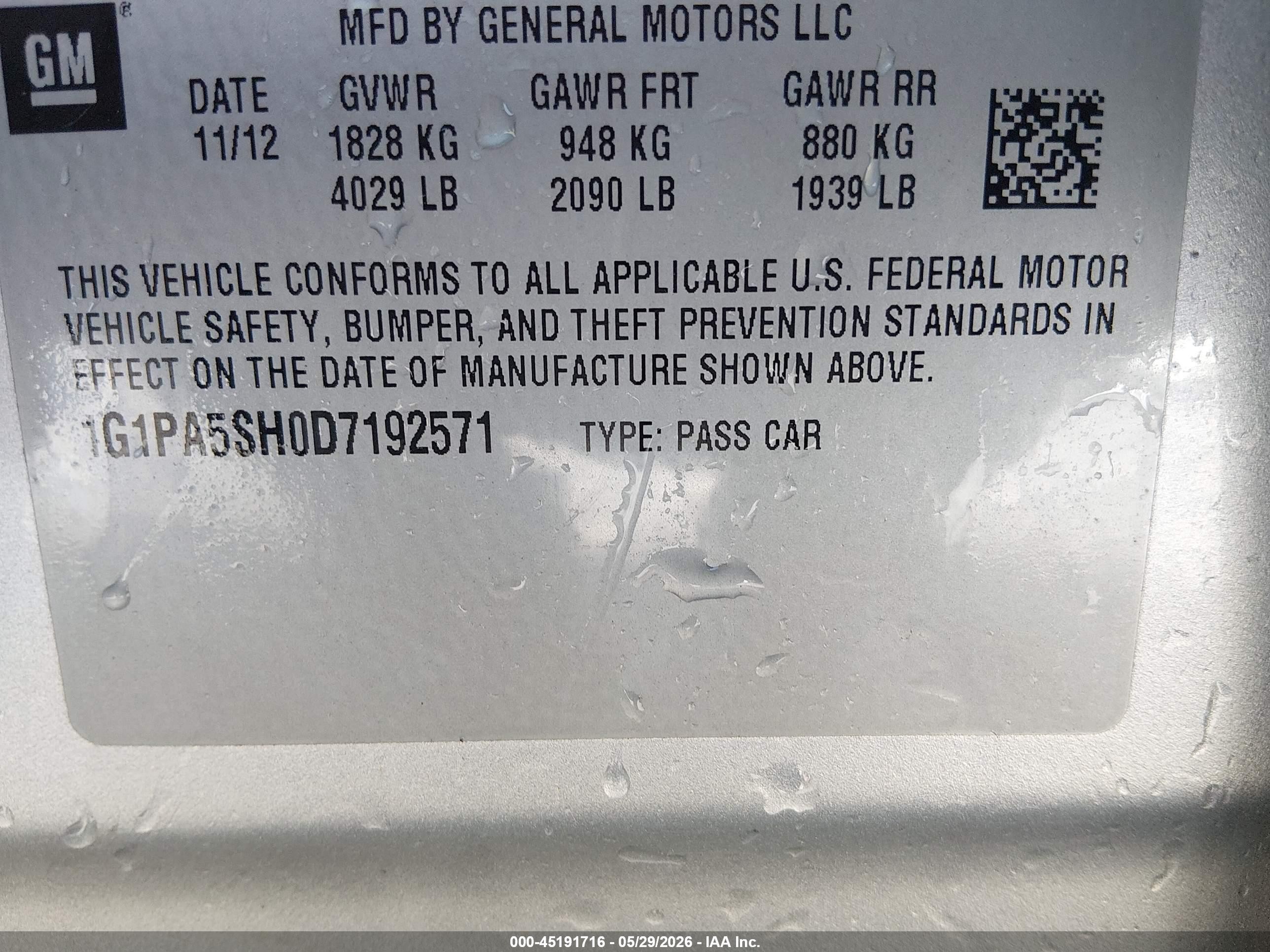 2013 Chevrolet Cruze Ls Auto Silver vin: 1G1PA5SH0D7192571