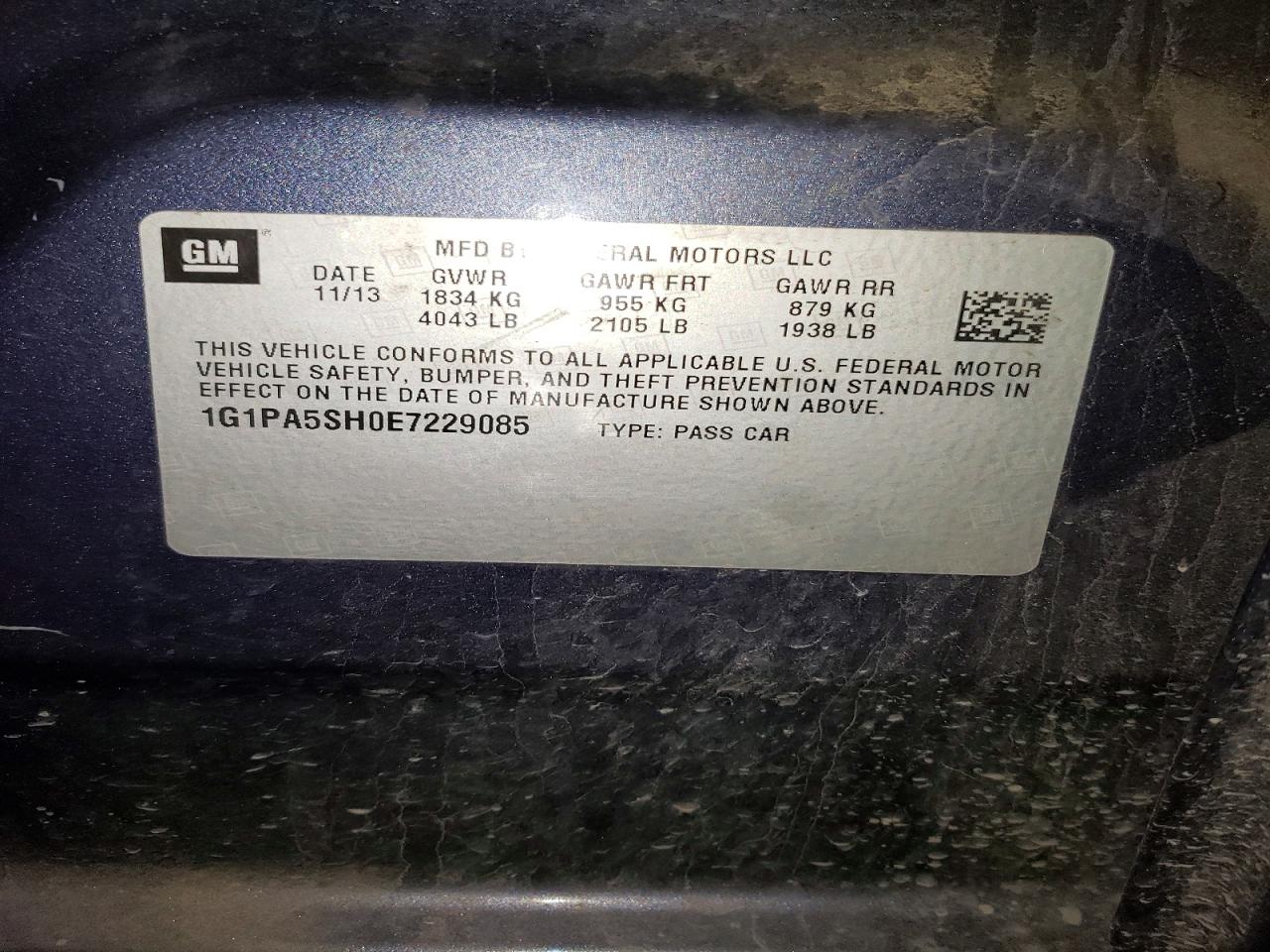 2014 Chevrolet Cruze Ls Gray vin: 1G1PA5SH0E7229085
