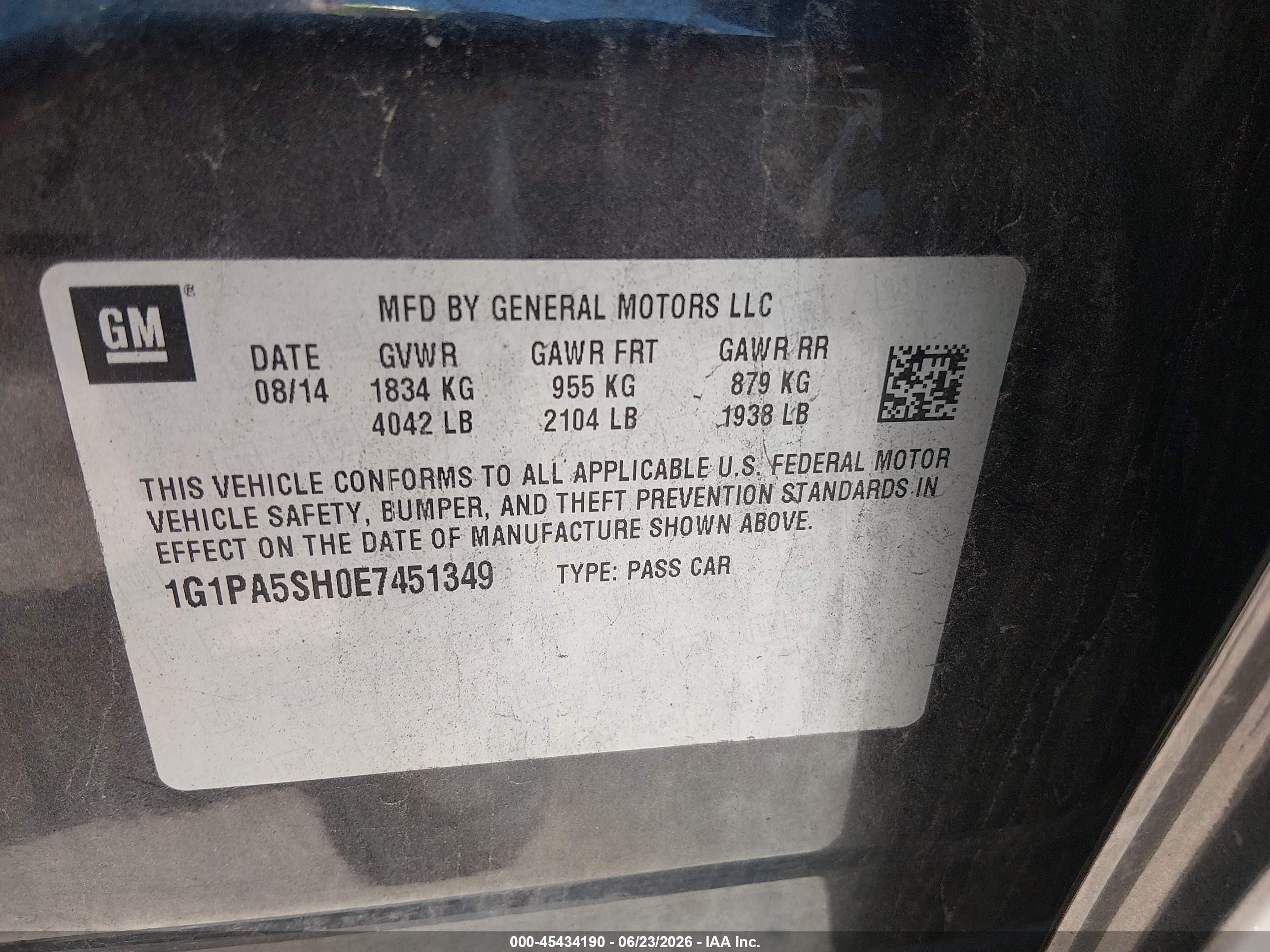 2014 Chevrolet Cruze Ls Auto Gray vin: 1G1PA5SH0E7451349
