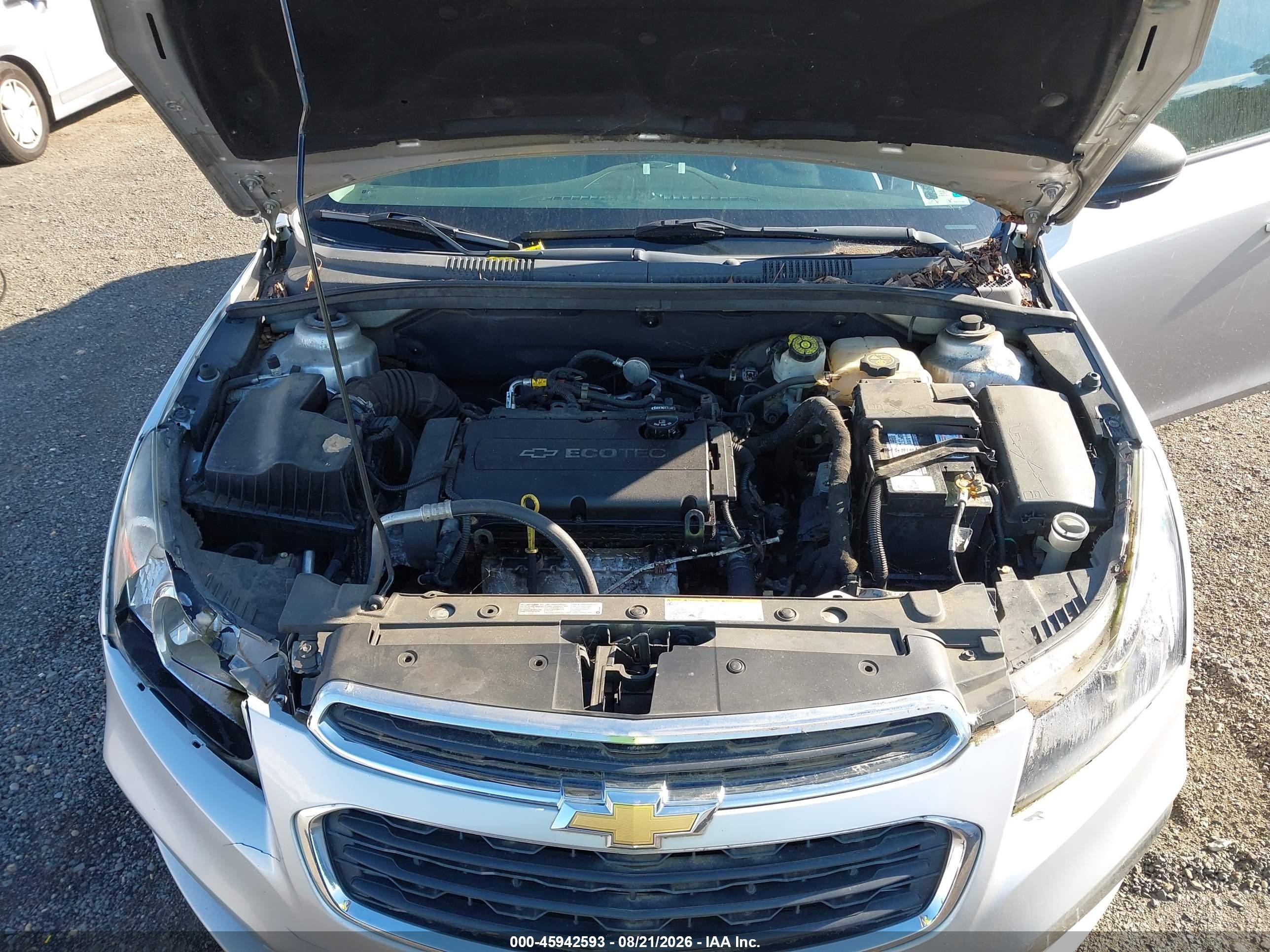 2015 Chevrolet Cruze Ls Auto Silver vin: 1G1PA5SH0F7134558