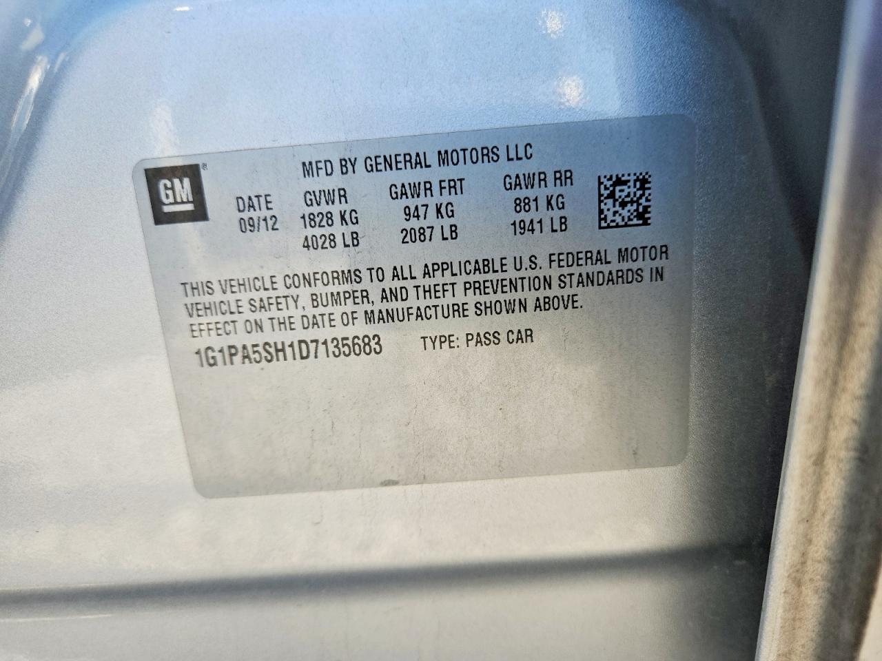 2013 Chevrolet Cruze Ls Silver vin: 1G1PA5SH1D7135683