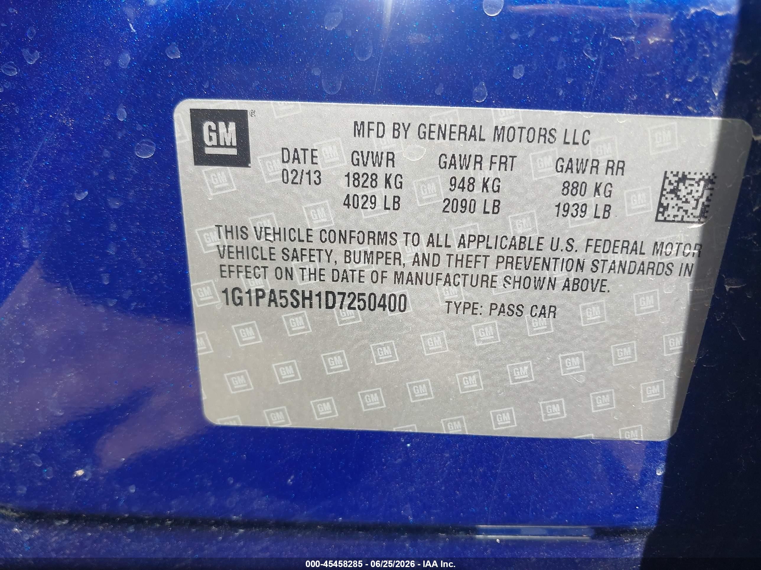 2013 Chevrolet Cruze Ls Auto Черный vin: 1G1PA5SH1D7250400
