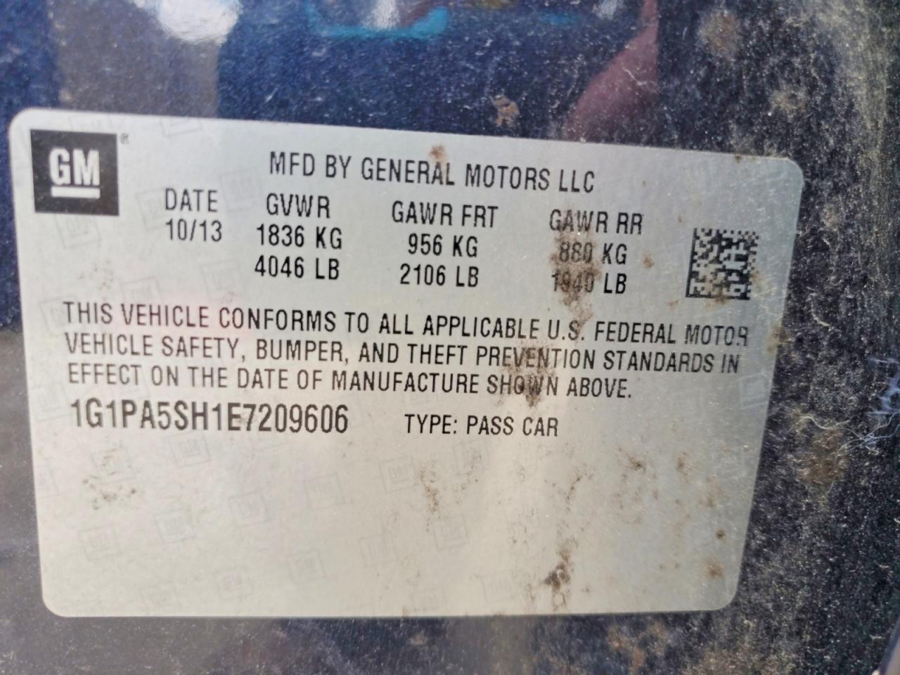 2014 Chevrolet Cruze Ls Blue vin: 1G1PA5SH1E7209606