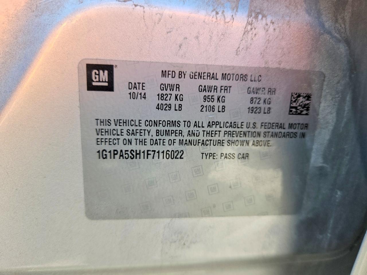 2015 Chevrolet Cruze Ls Silver vin: 1G1PA5SH1F7116022