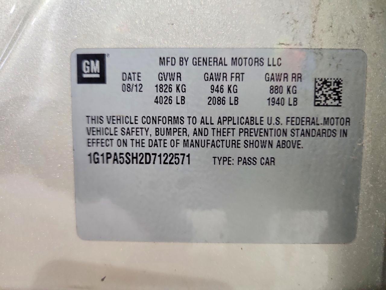 2013 Chevrolet Cruze Ls Gold vin: 1G1PA5SH2D7122571