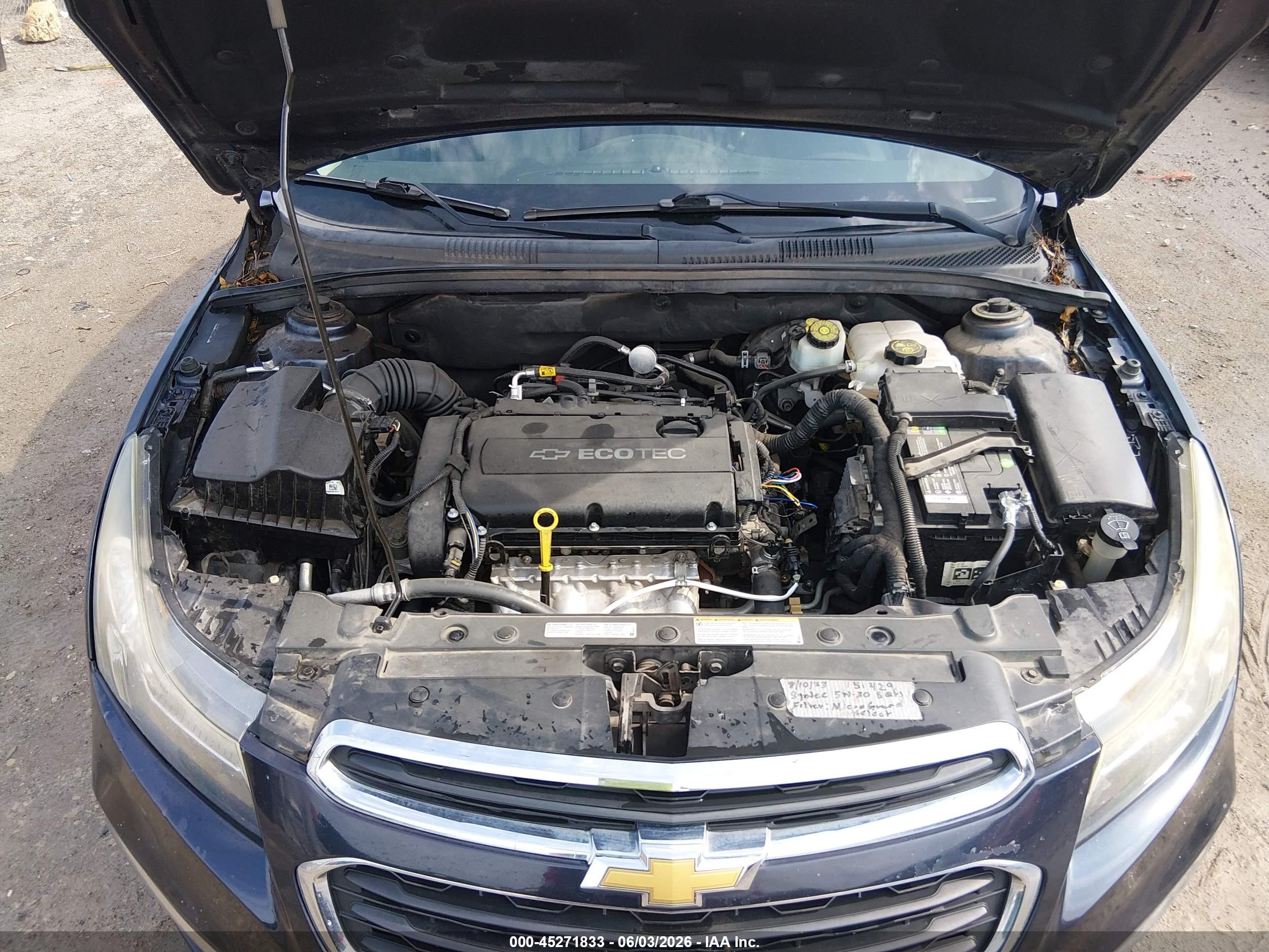 2015 Chevrolet Cruze Ls Auto Dark Blue vin: 1G1PA5SH2F7210989