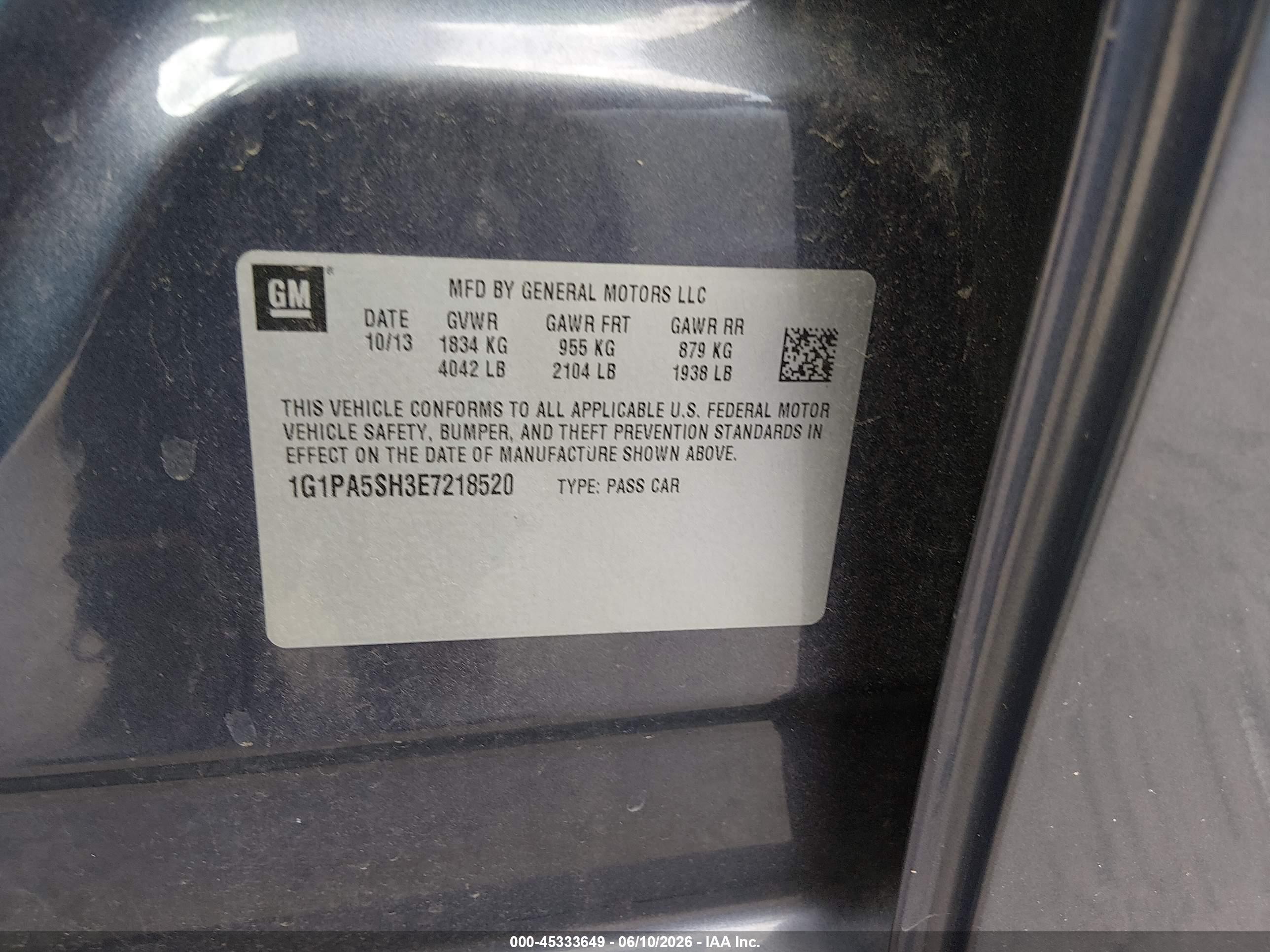 2014 Chevrolet Cruze Ls Auto Синий vin: 1G1PA5SH3E7218520
