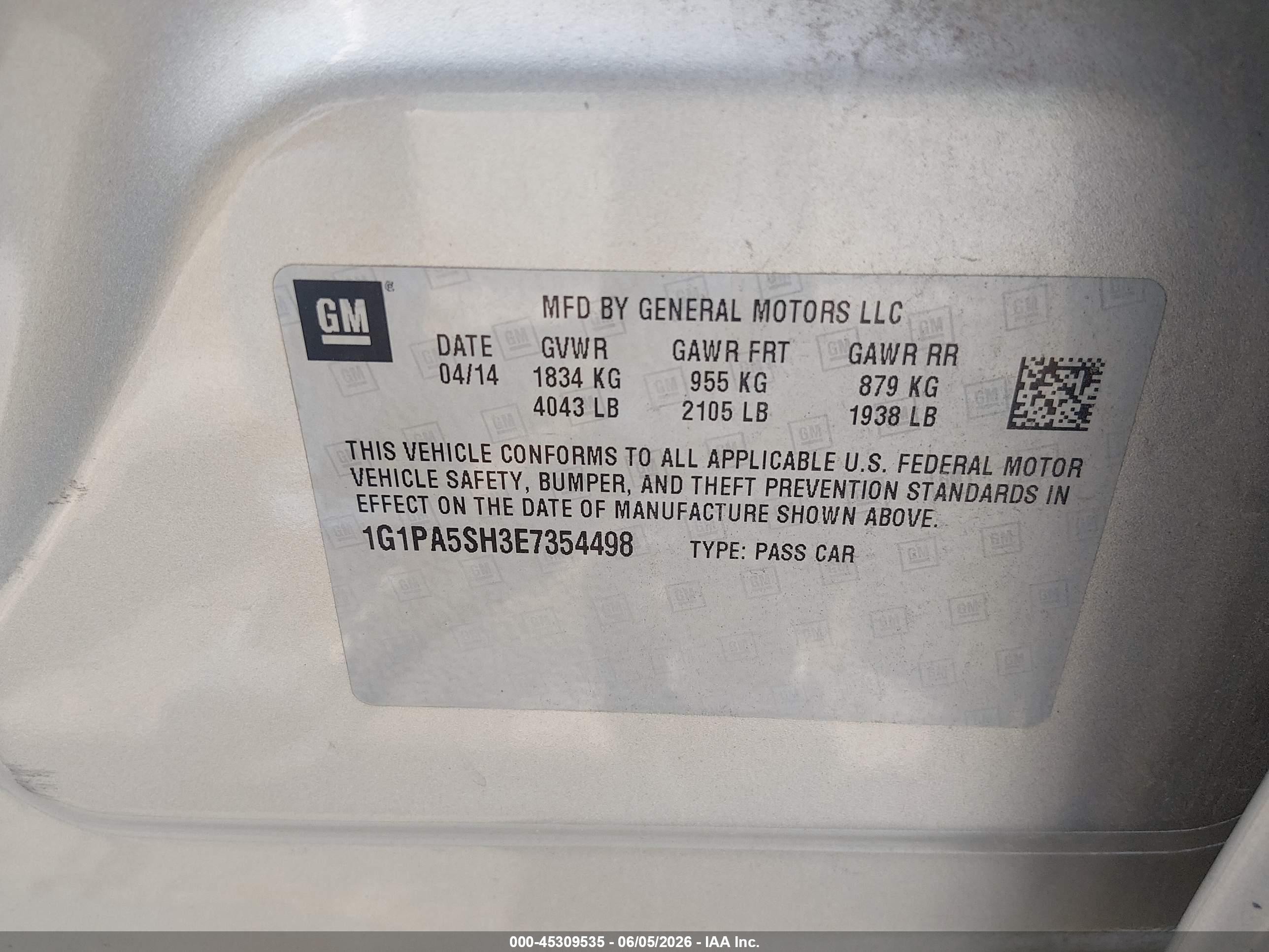 2014 Chevrolet Cruze Ls Auto Бежевый vin: 1G1PA5SH3E7354498