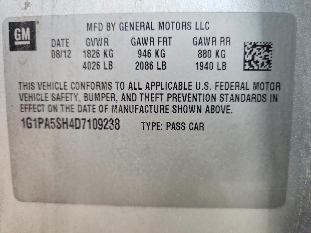 2013 Chevrolet Cruze Ls Silver vin: 1G1PA5SH4D7109238