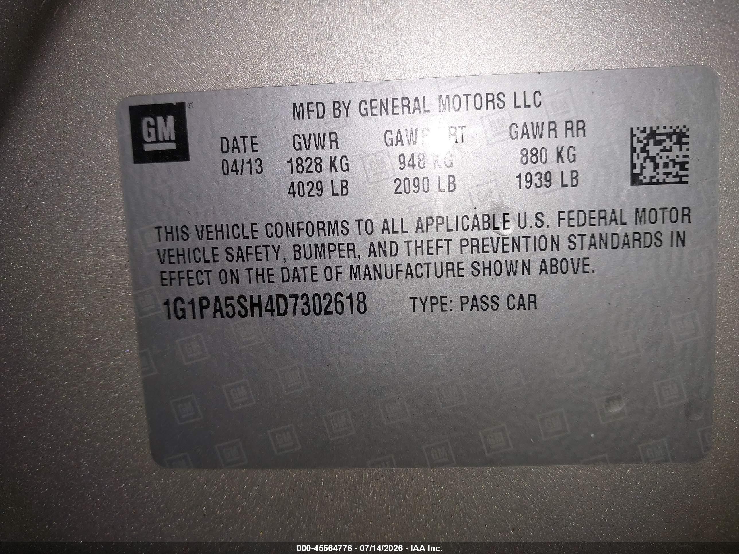 2013 Chevrolet Cruze Ls Auto Золотой vin: 1G1PA5SH4D7302618
