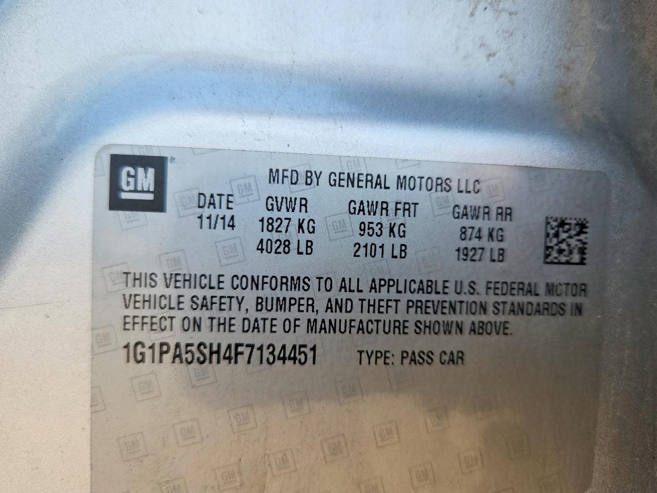2015 Chevrolet Cruze Ls Silver vin: 1G1PA5SH4F7134451