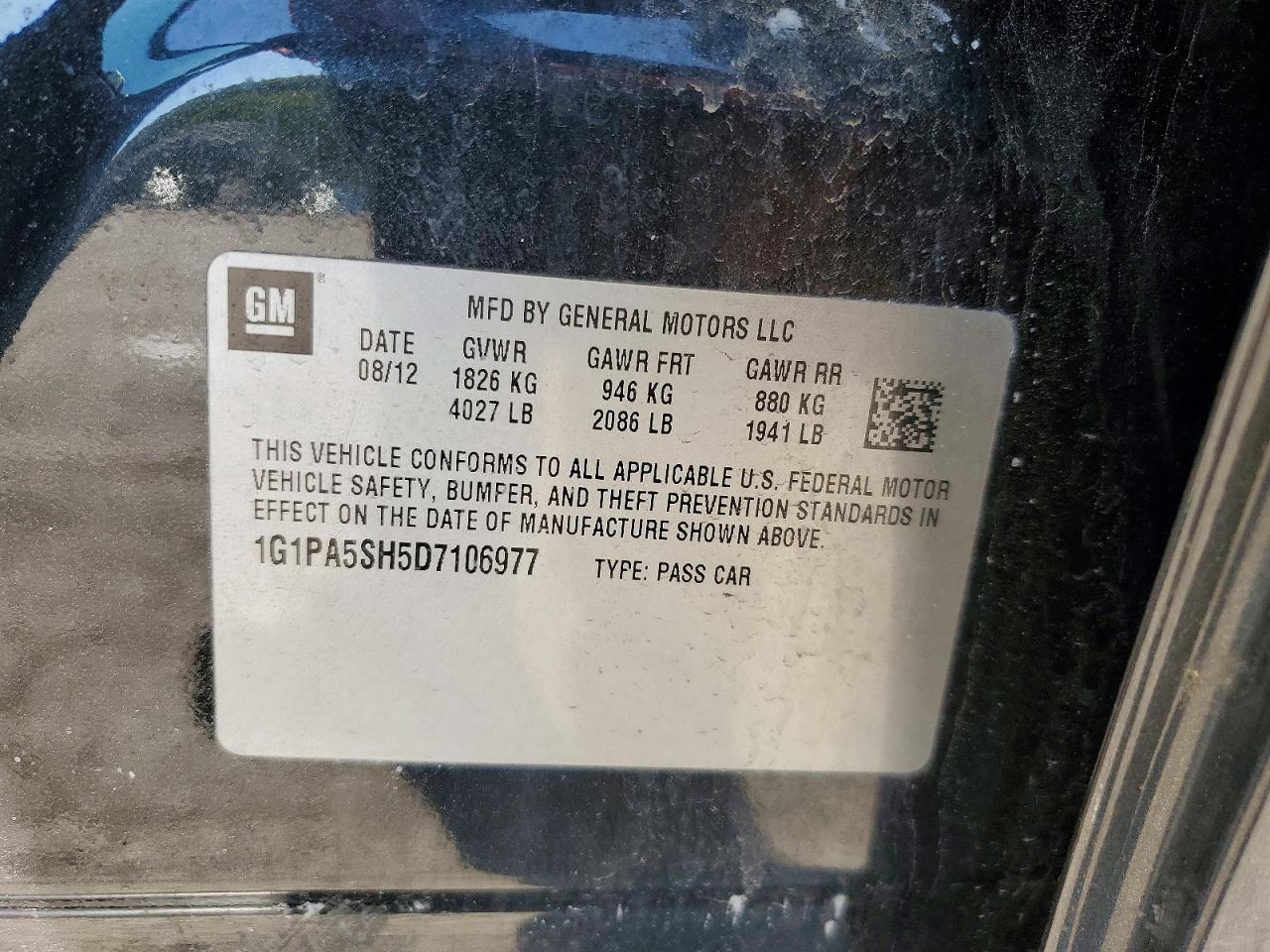 2013 Chevrolet Cruze Ls Black vin: 1G1PA5SH5D7106977