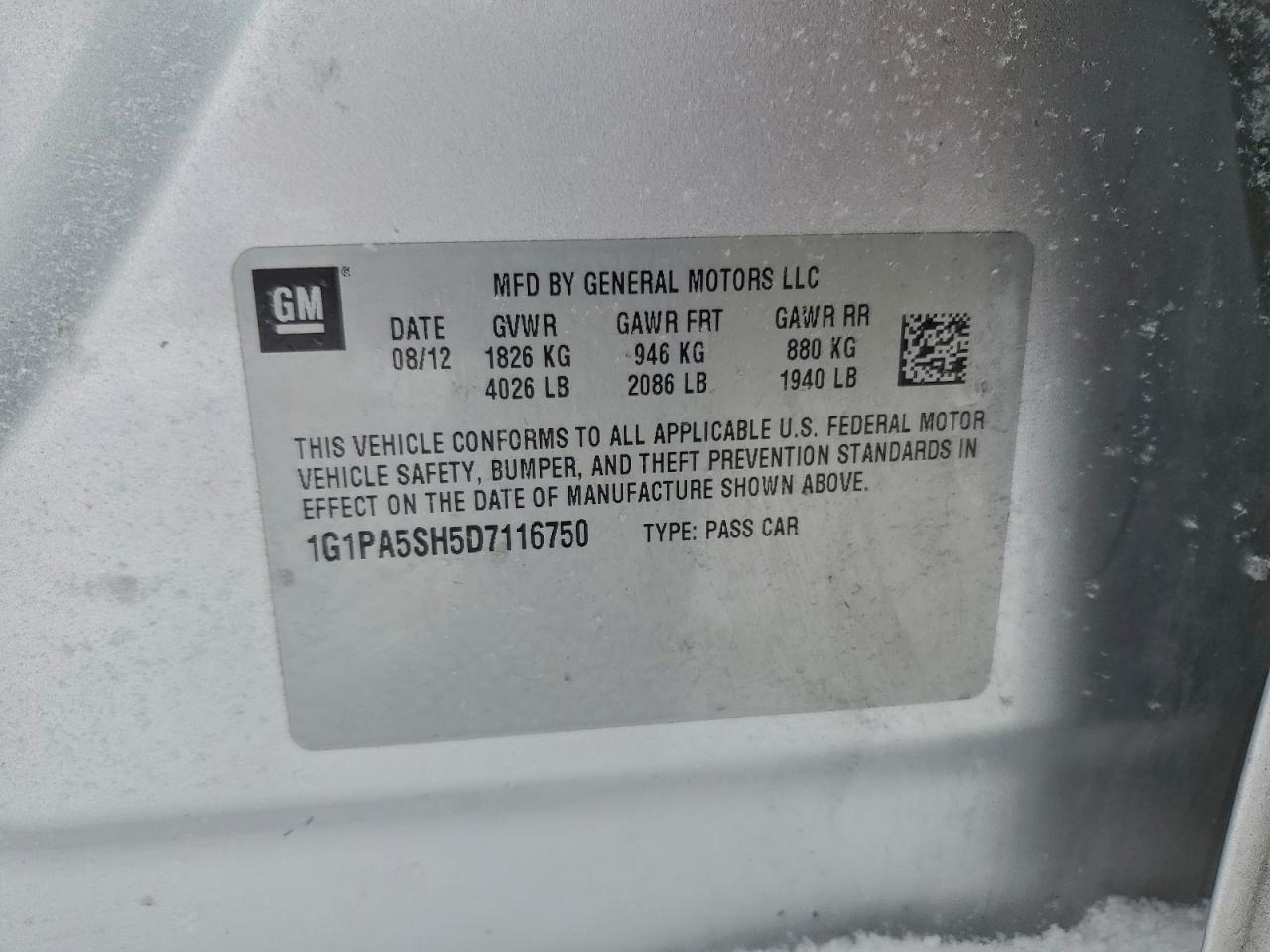 2013 Chevrolet Cruze Ls Silver vin: 1G1PA5SH5D7116750