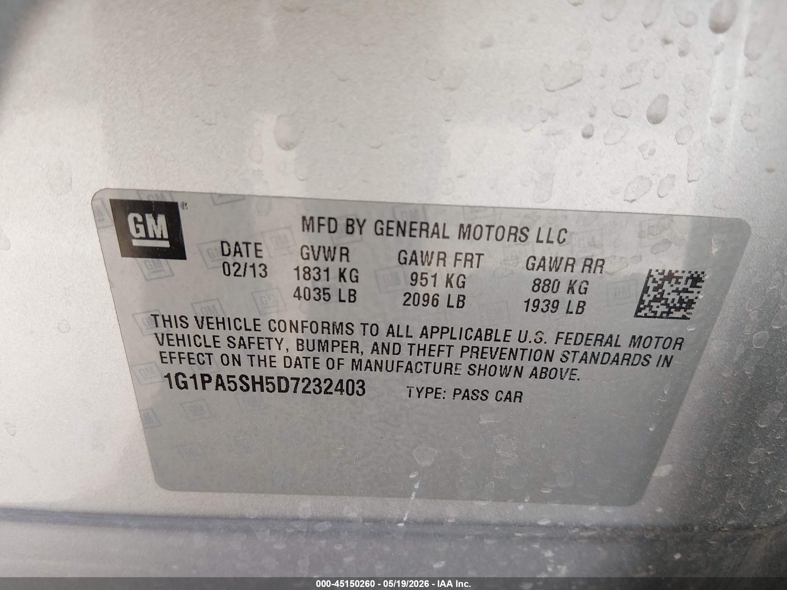 2013 Chevrolet Cruze Ls Auto Silver vin: 1G1PA5SH5D7232403