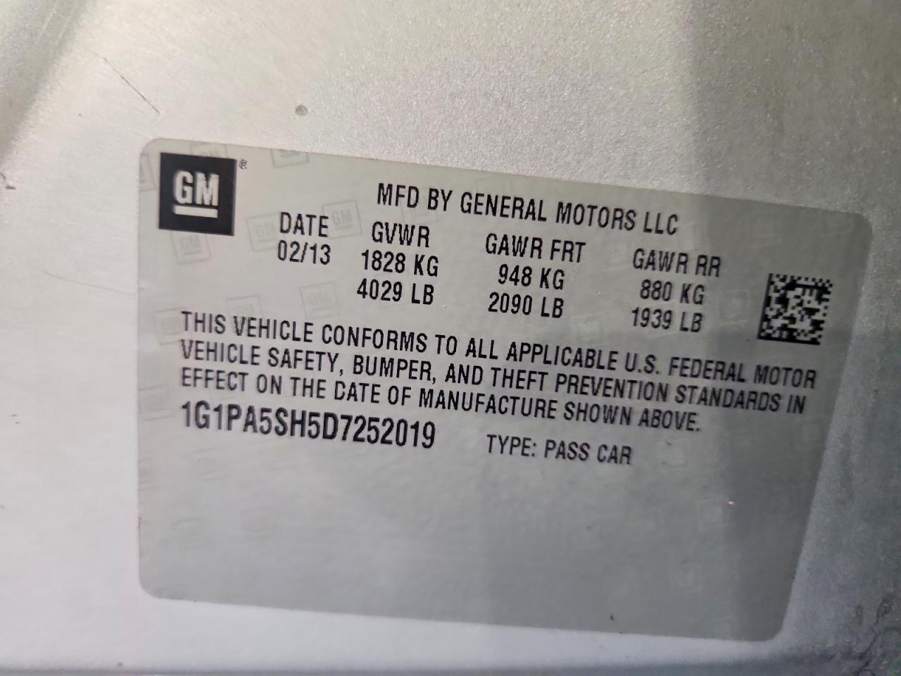 2013 Chevrolet Cruze Ls Silver vin: 1G1PA5SH5D7252019