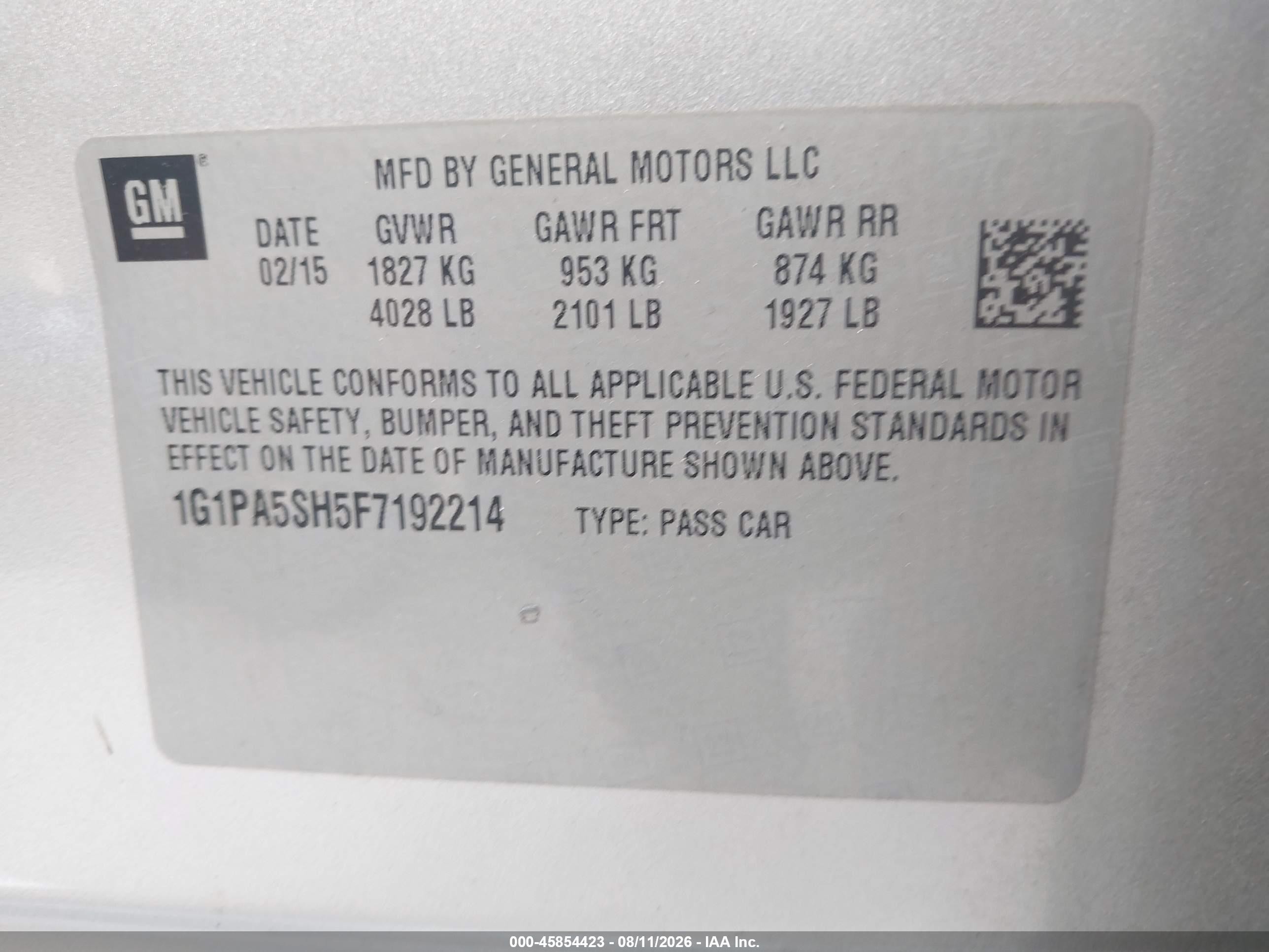 2015 Chevrolet Cruze Ls Auto Silver vin: 1G1PA5SH5F7192214