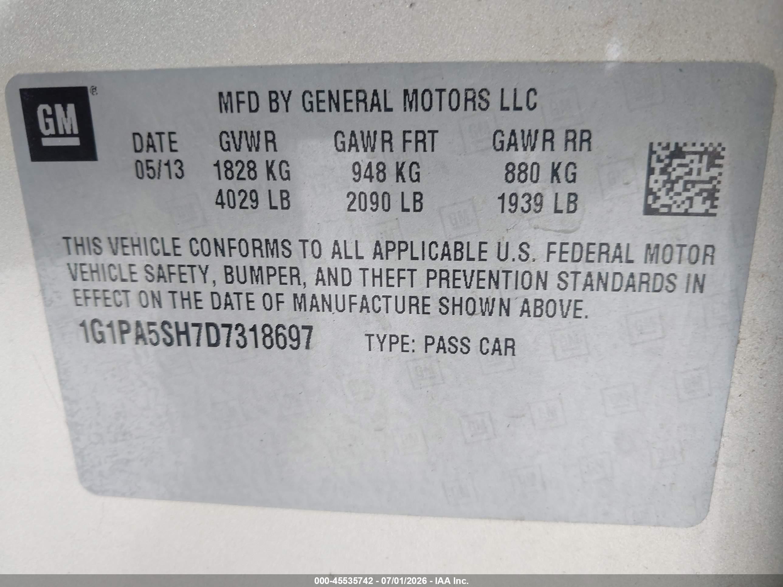 2013 Chevrolet Cruze Ls Auto Gold vin: 1G1PA5SH7D7318697