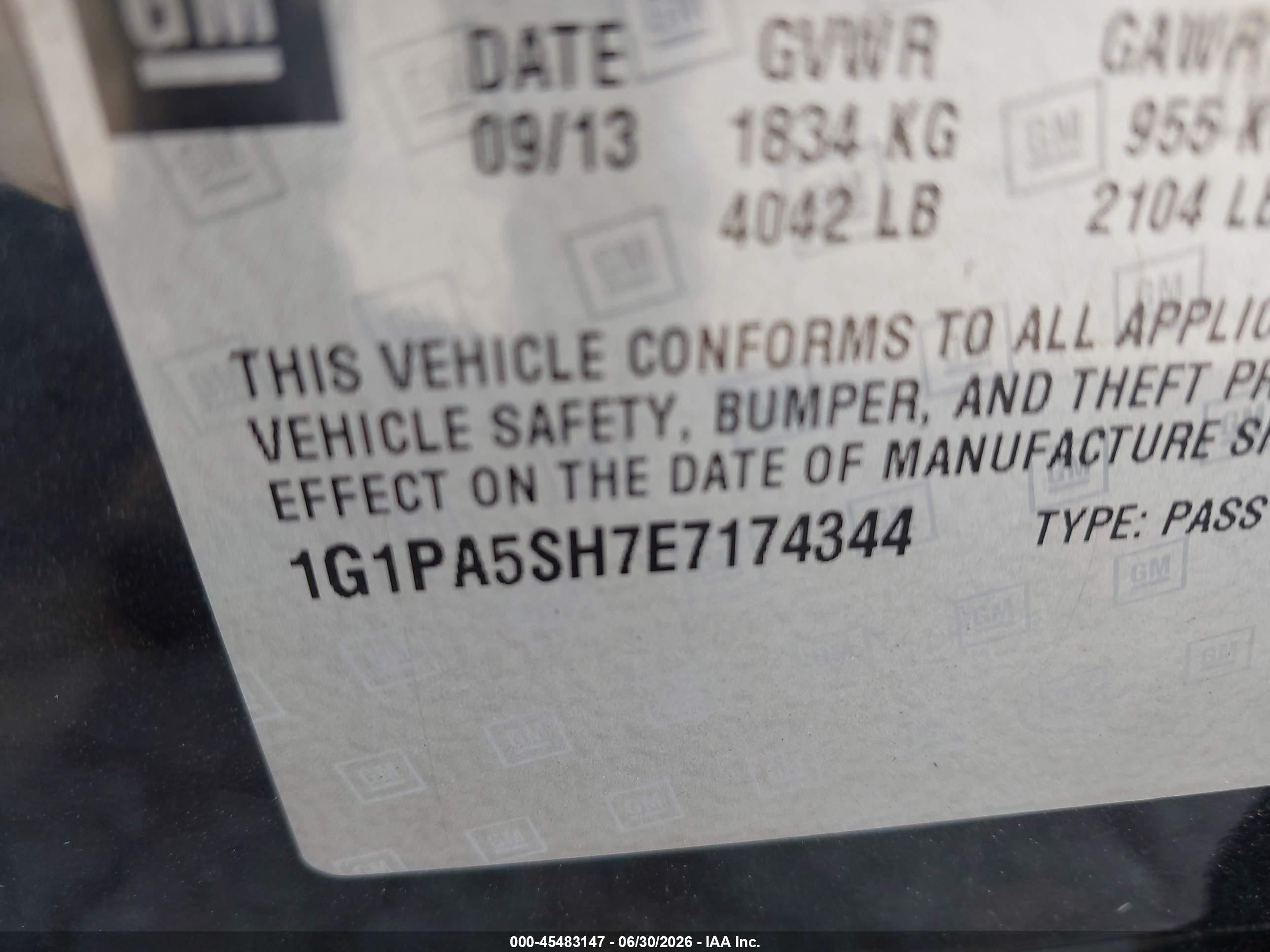 2014 Chevrolet Cruze Ls Auto Black vin: 1G1PA5SH7E7174344