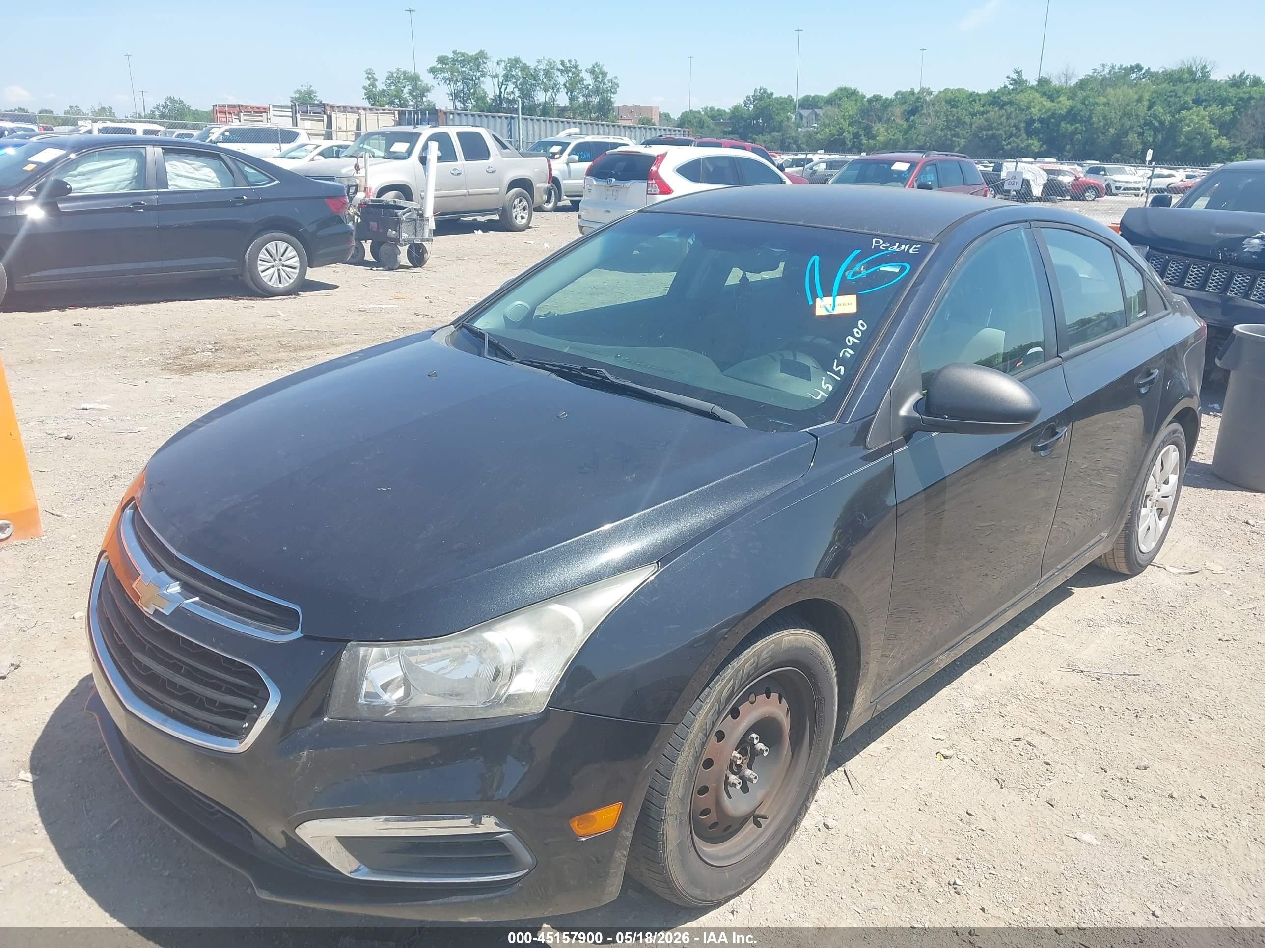 2015 Chevrolet Cruze Ls Auto Black vin: 1G1PA5SH7F7224404