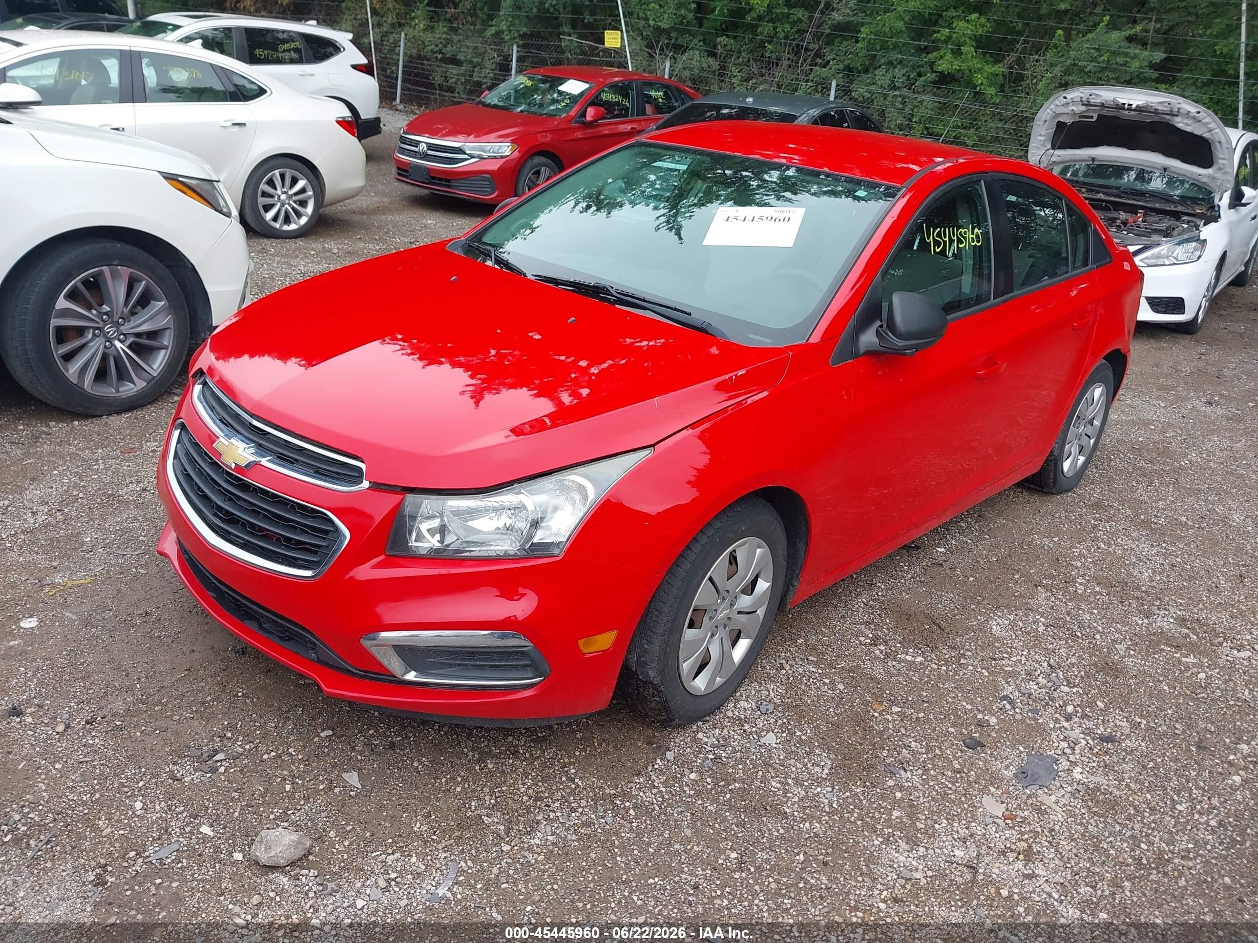 2015 Chevrolet Cruze Ls Auto Red vin: 1G1PA5SH7F7260528