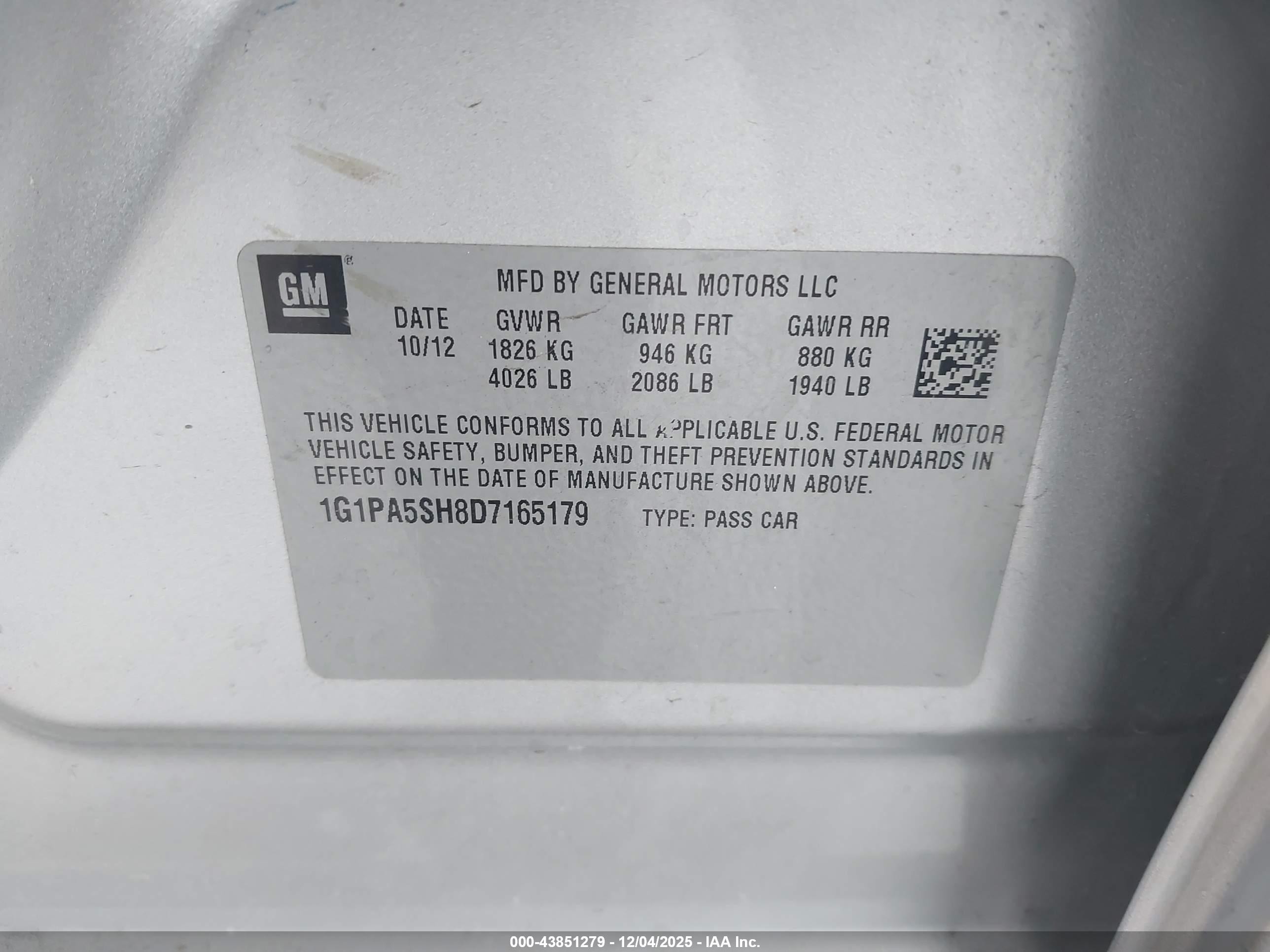 2013 Chevrolet Cruze Ls Auto Silver vin: 1G1PA5SH8D7165179