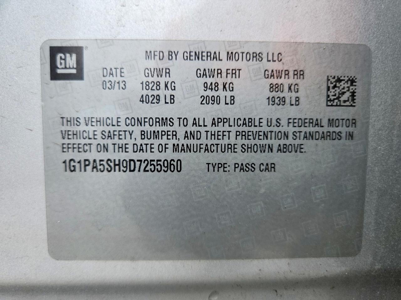 2013 Chevrolet Cruze Ls Silver vin: 1G1PA5SH9D7255960