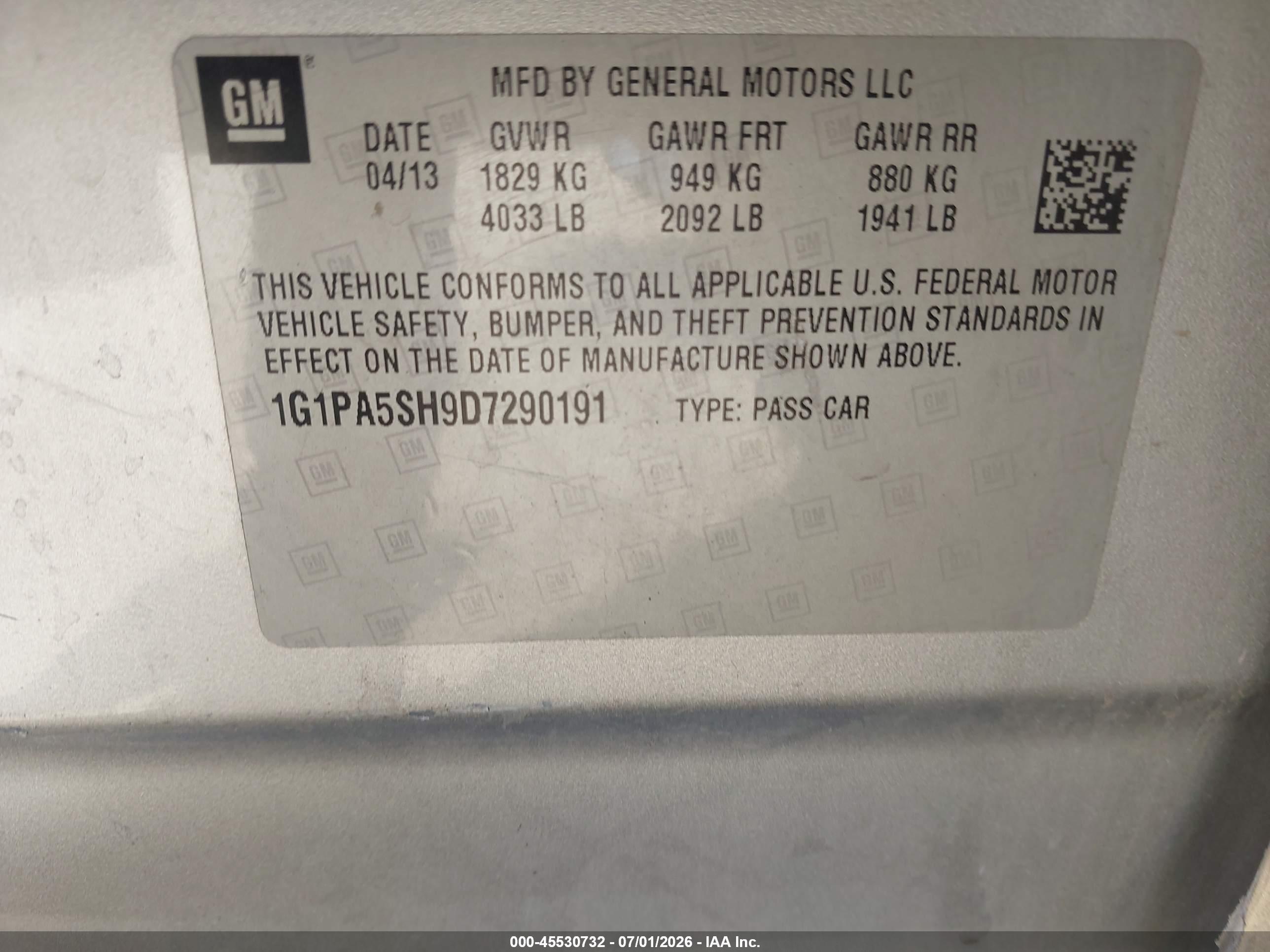 2013 Chevrolet Cruze Ls Auto Silver vin: 1G1PA5SH9D7290191