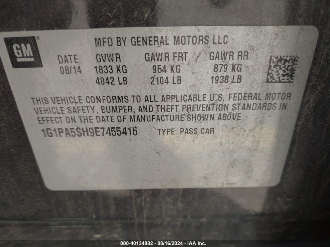 2014 Chevrolet Cruze Ls Auto Gray vin: 1G1PA5SH9E7455416