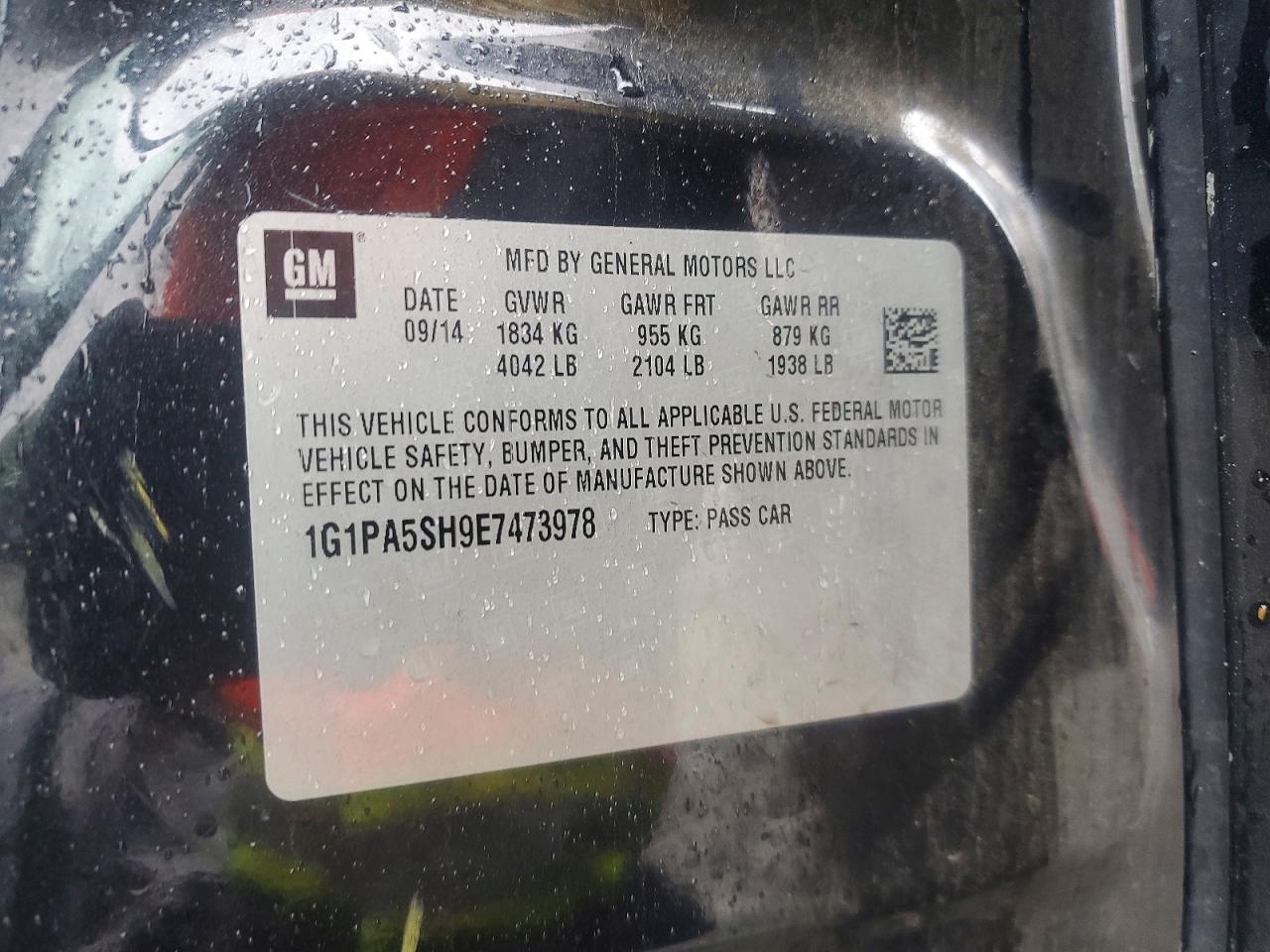 2014 Chevrolet Cruze Ls Угольный vin: 1G1PA5SH9E7473978