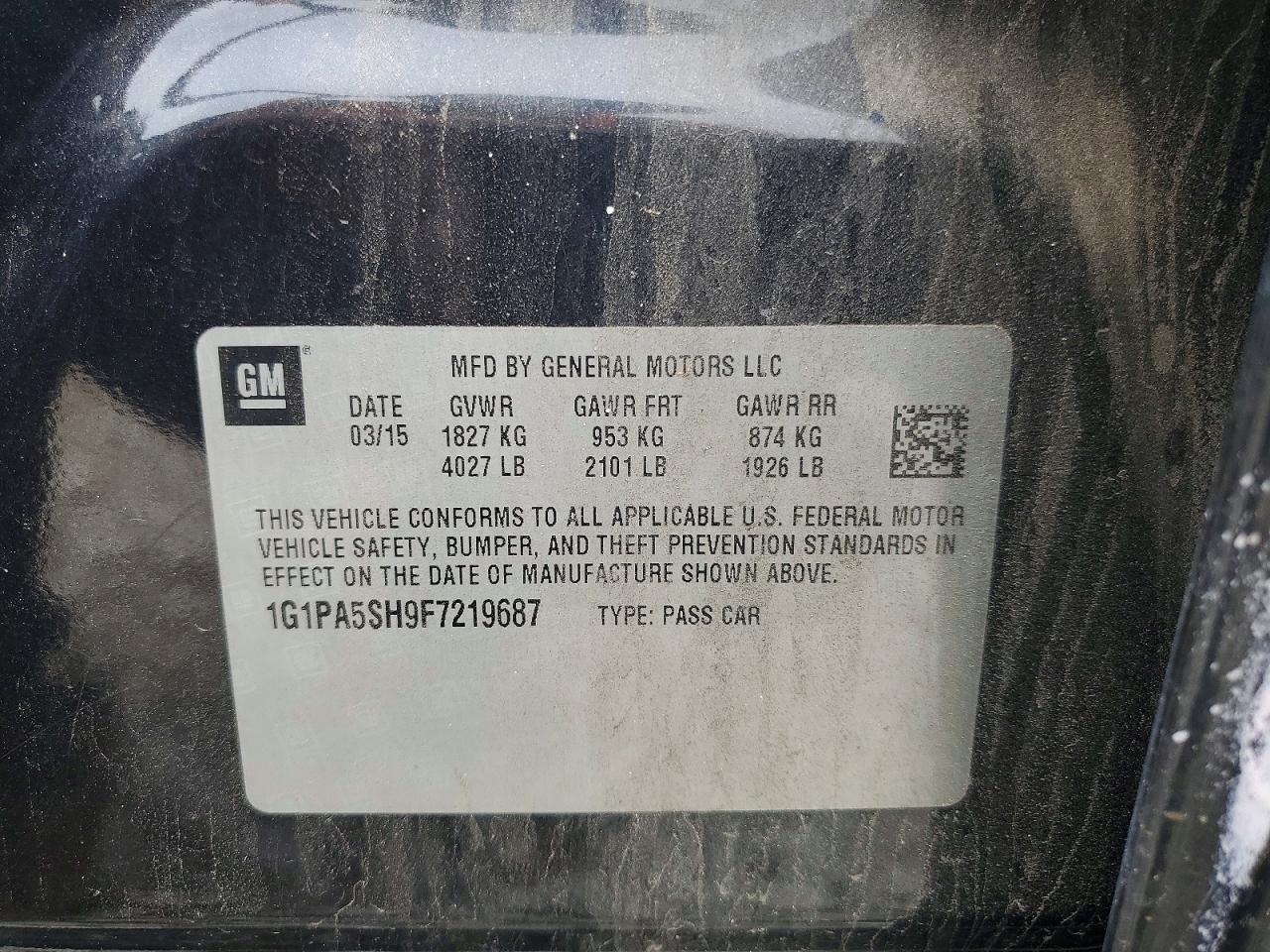 2015 Chevrolet Cruze Ls Черный vin: 1G1PA5SH9F7219687