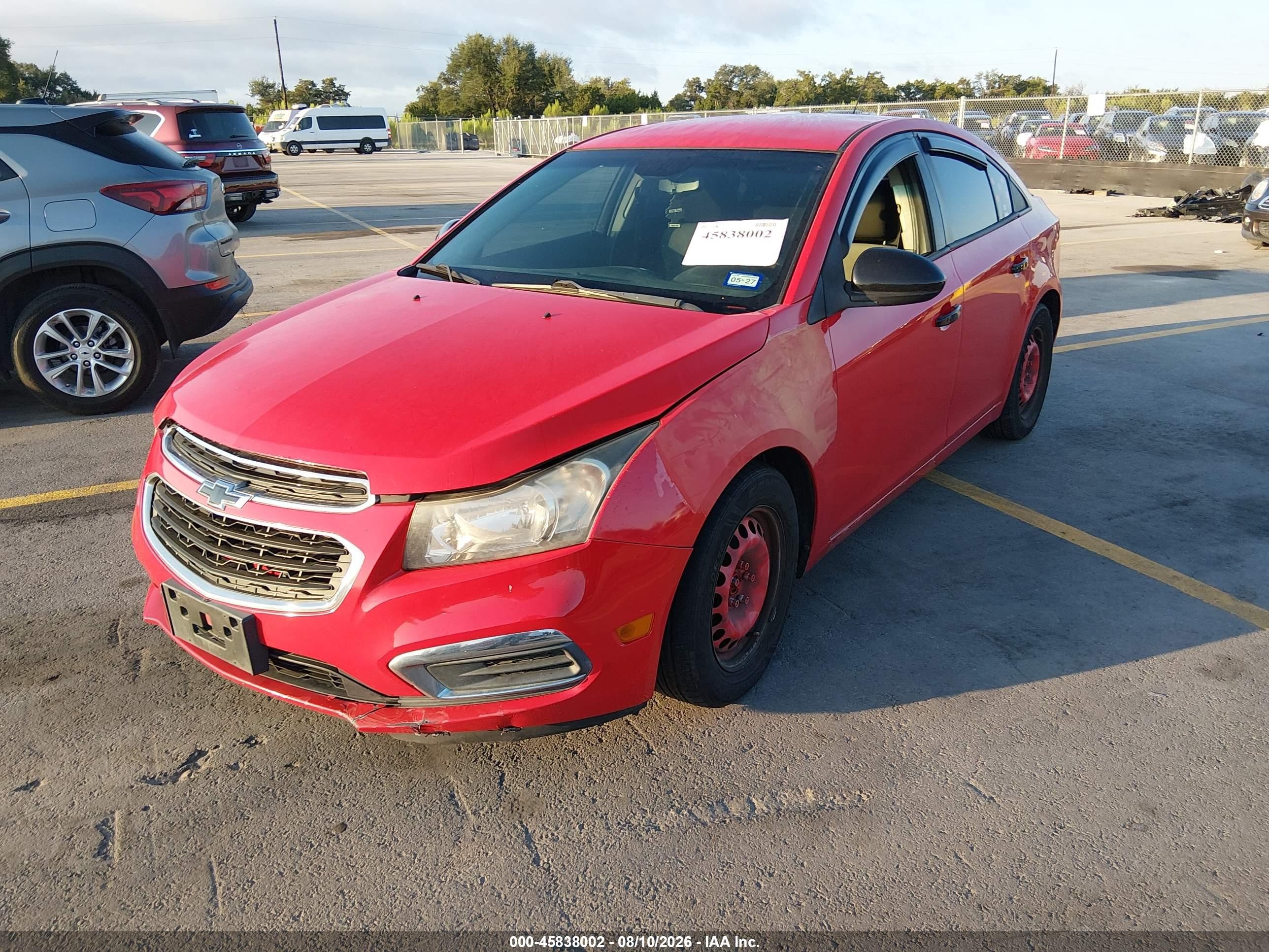 2015 Chevrolet Cruze Ls Auto Red vin: 1G1PA5SH9F7270302