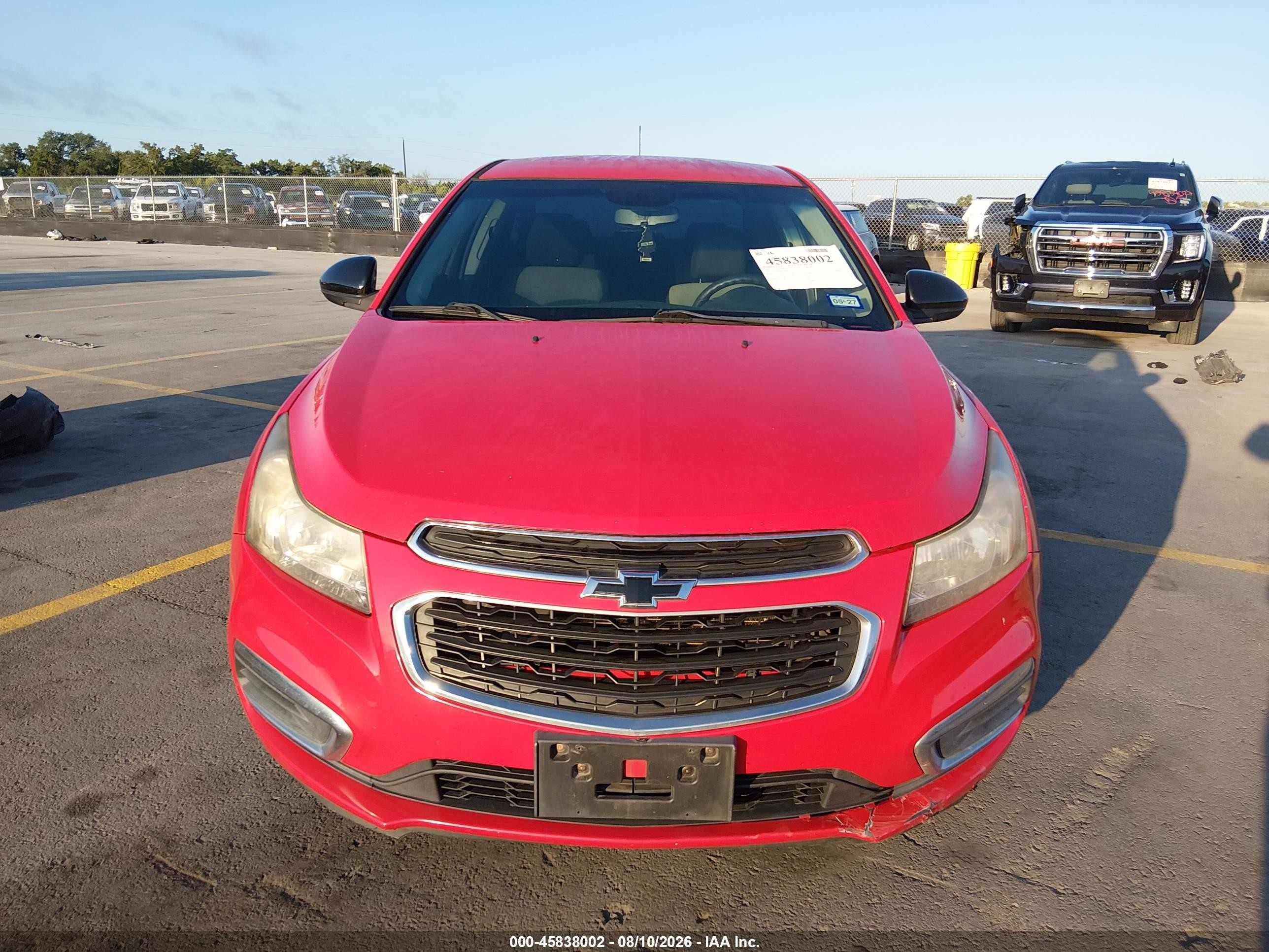 2015 Chevrolet Cruze Ls Auto Red vin: 1G1PA5SH9F7270302