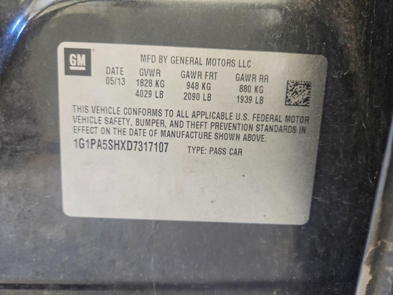 2013 Chevrolet Cruze Ls Charcoal vin: 1G1PA5SHXD7317107