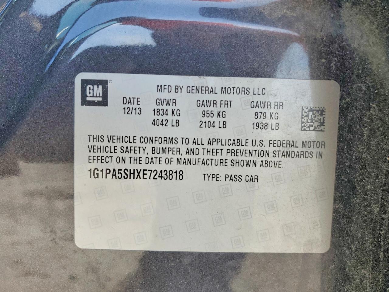 2014 Chevrolet Cruze Ls Серый vin: 1G1PA5SHXE7243818