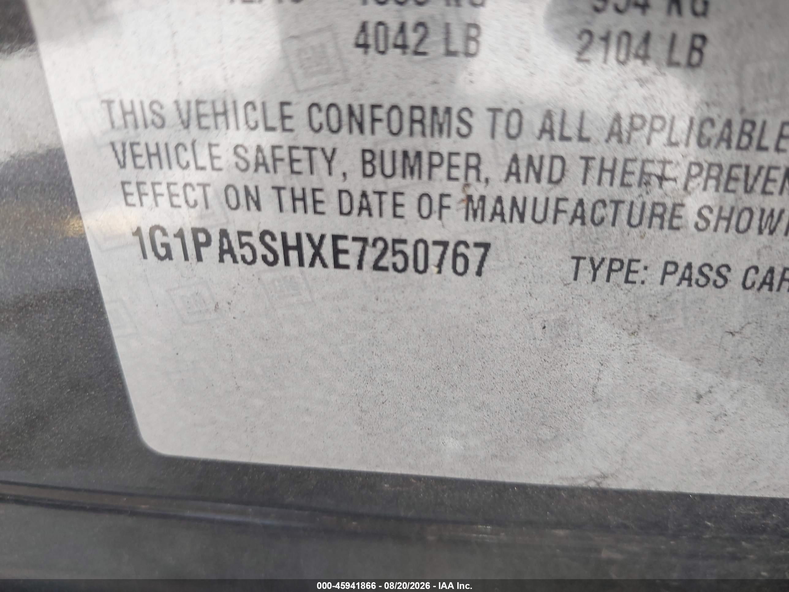 2014 Chevrolet Cruze Ls Auto Gray vin: 1G1PA5SHXE7250767