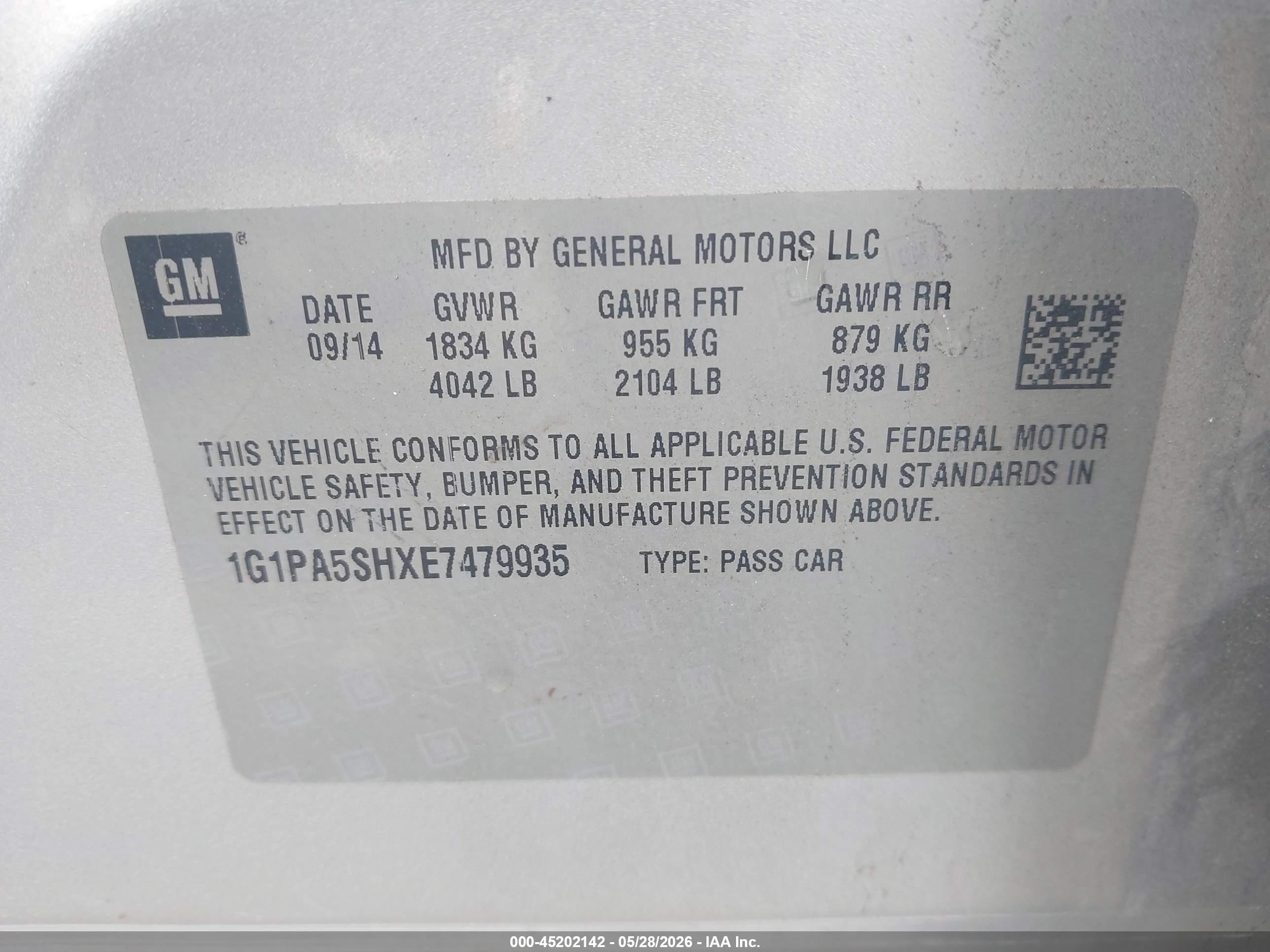 2014 Chevrolet Cruze Ls Auto Silver vin: 1G1PA5SHXE7479935
