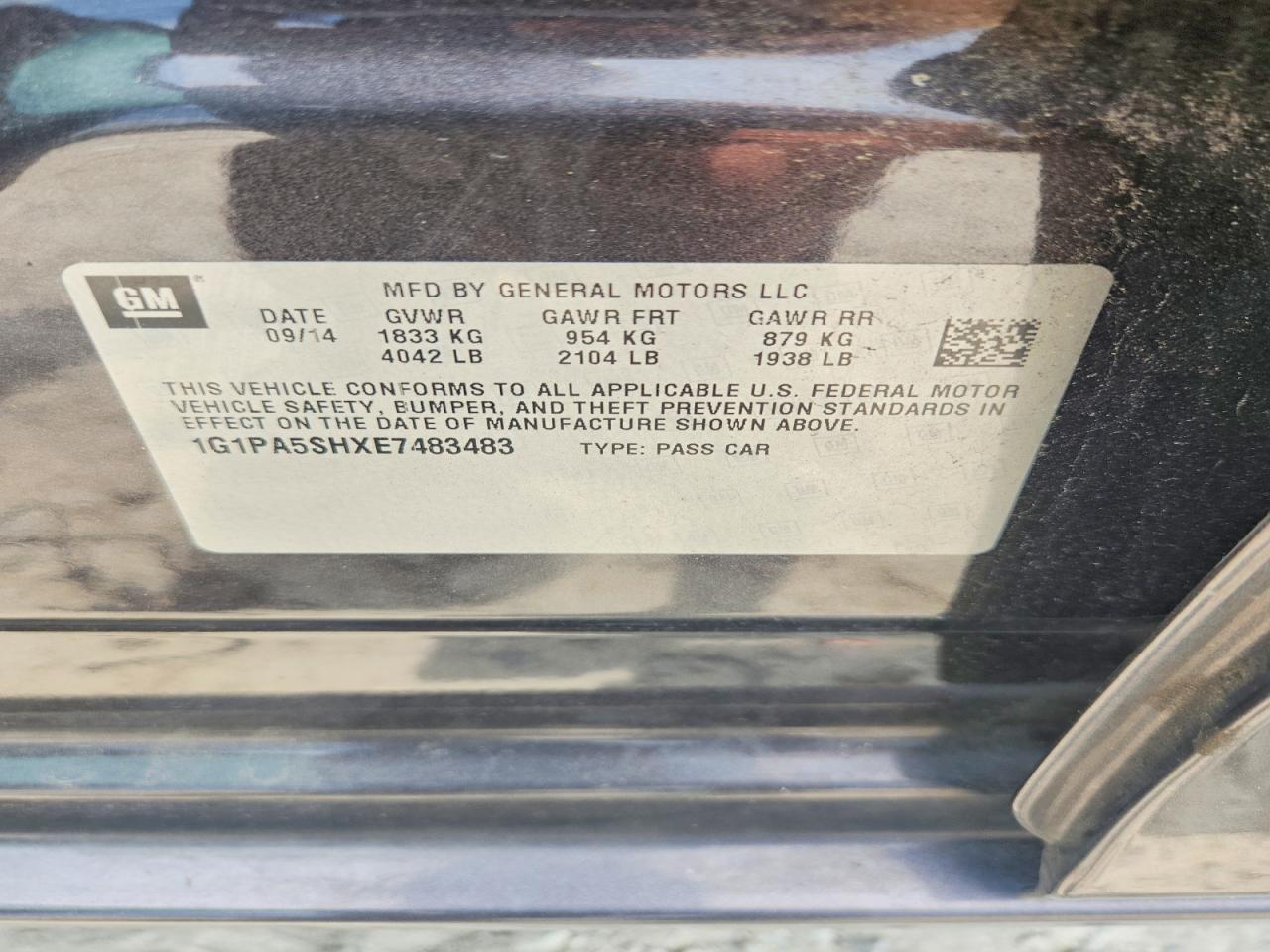 2014 Chevrolet Cruze Ls Charcoal vin: 1G1PA5SHXE7483483