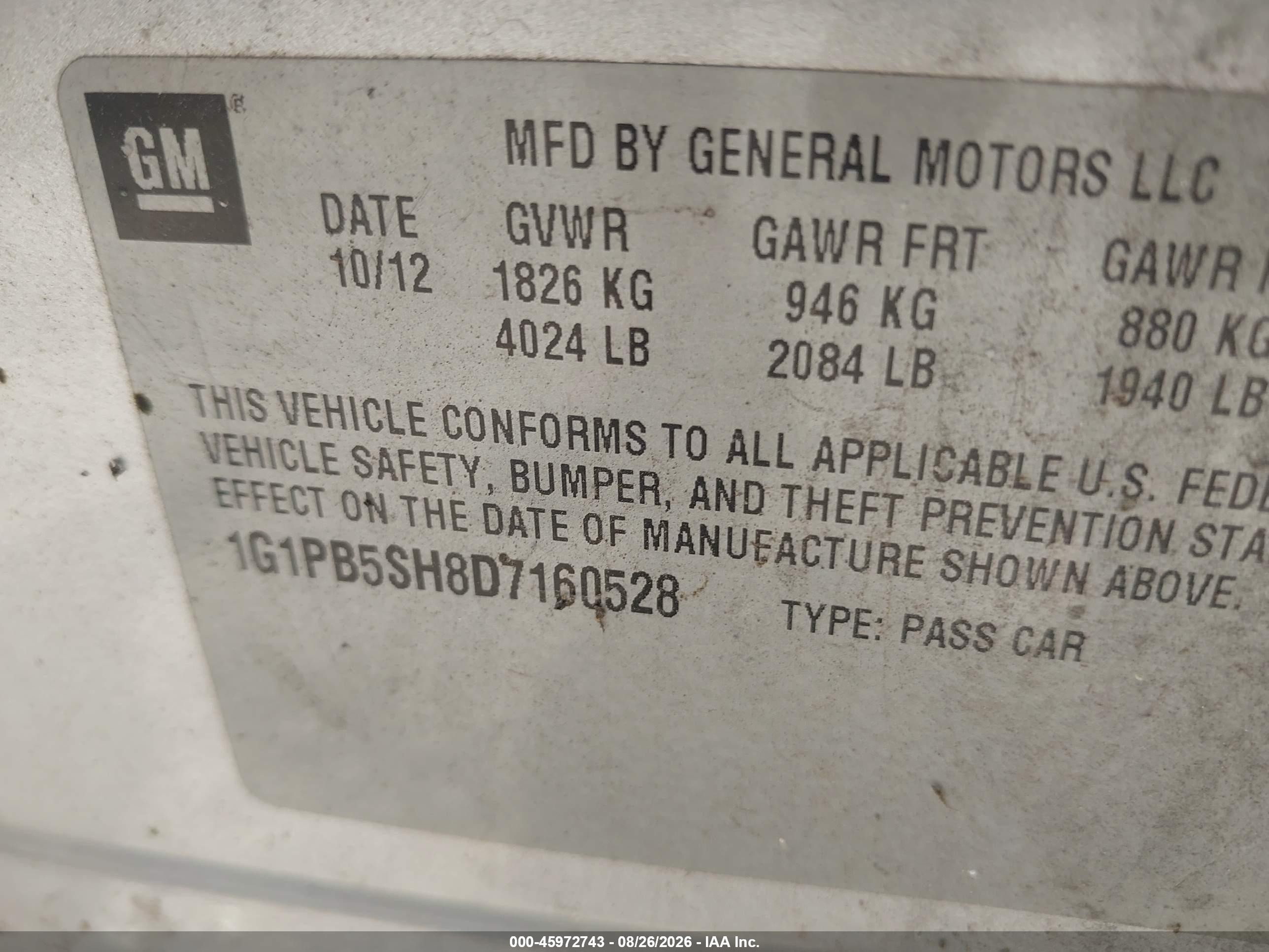 2013 Chevrolet Cruze Ls Manual Silver vin: 1G1PB5SH8D7160528