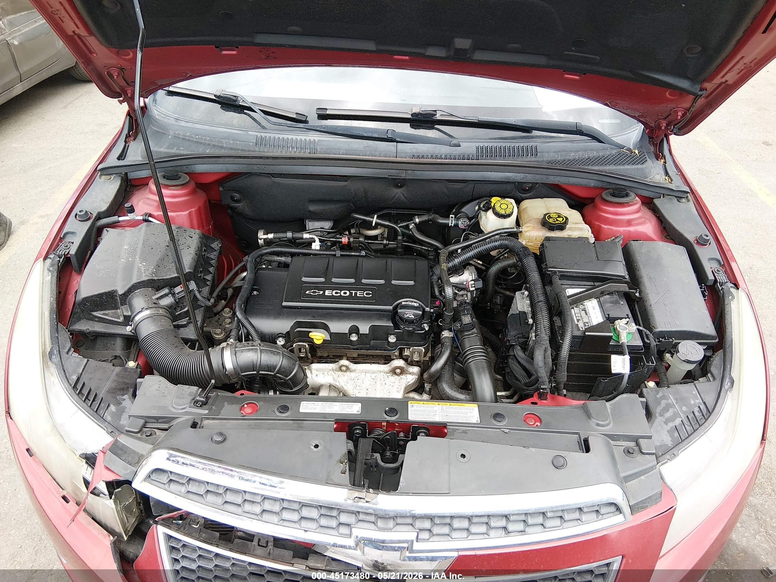 2013 Chevrolet Cruze 1lt Auto Red vin: 1G1PC5SB0D7228099